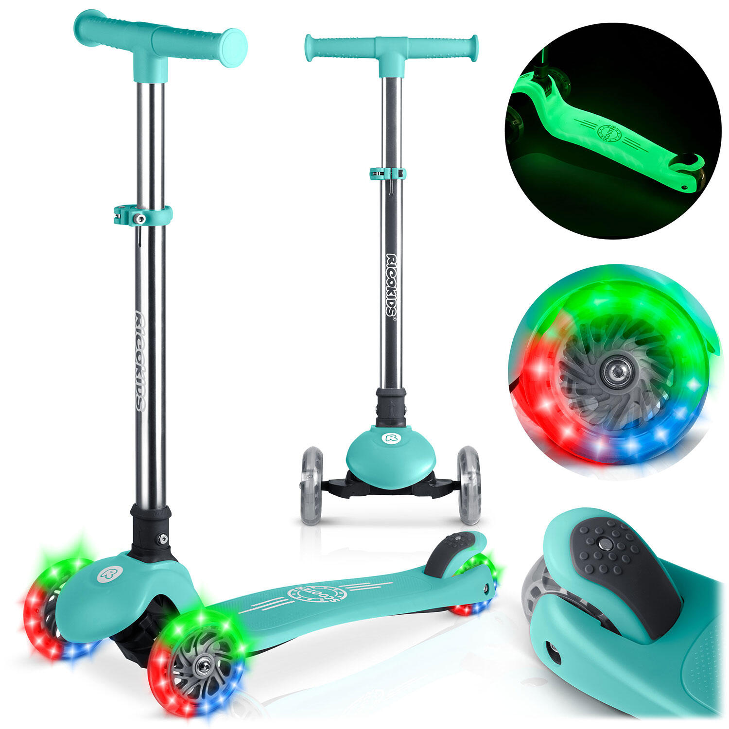 Hulajnoga trójkołowa dla dzieci Ricokids balansowa świecąca w ciemności 765700