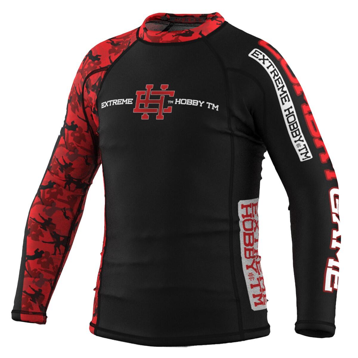 Koszulka Rashguard dla dzieci długi rękaw MMA EXTREME HOBBY RED WARRIOR