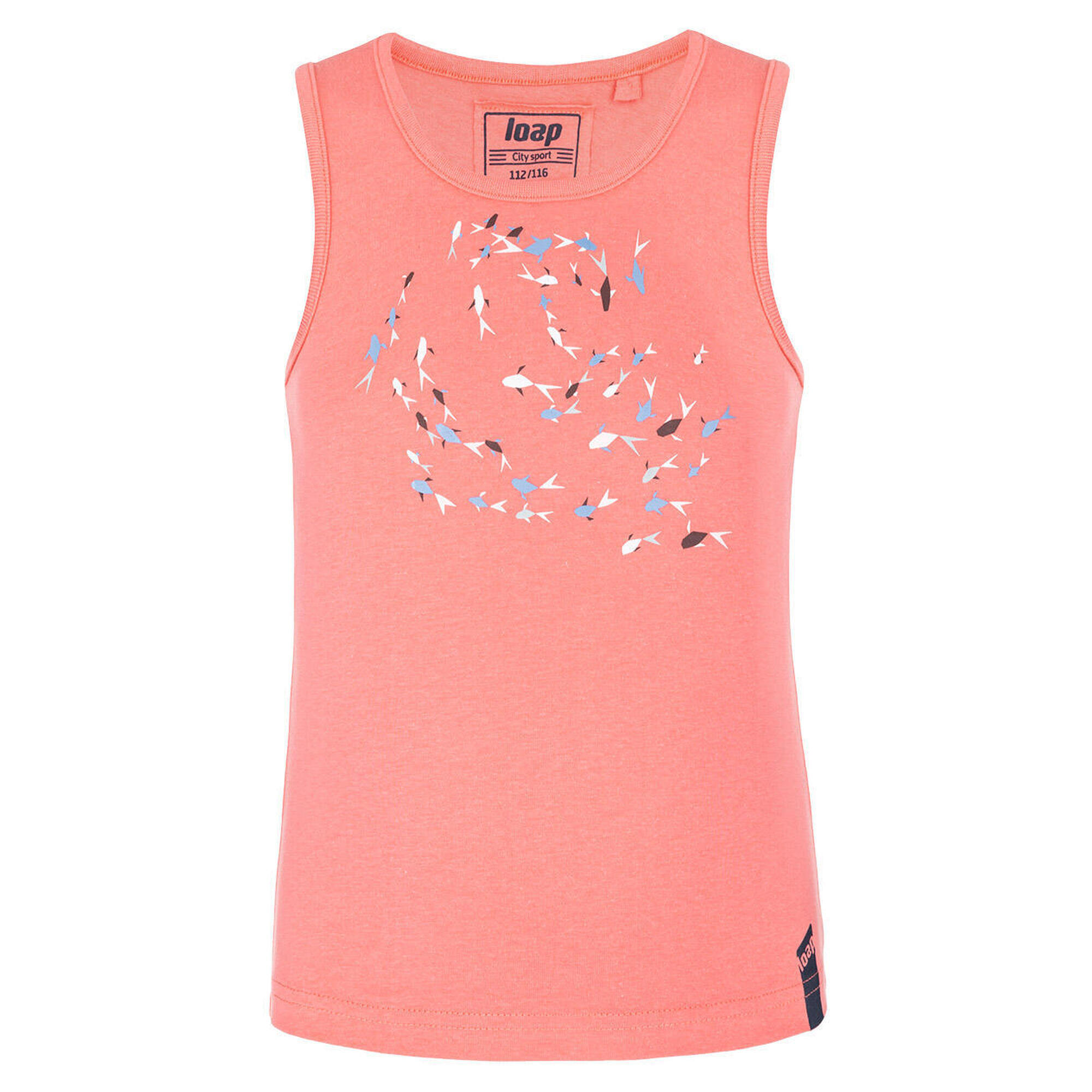 LOAP Besola top dziewczęcy — 100% bawełna, kolorowy nadruk (128)