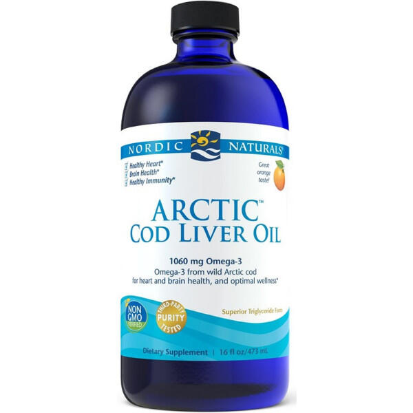 Tran z Dorsza Arctic Cod Liver 1060 mg Nordic Naturals Pomarańcza 473 ml