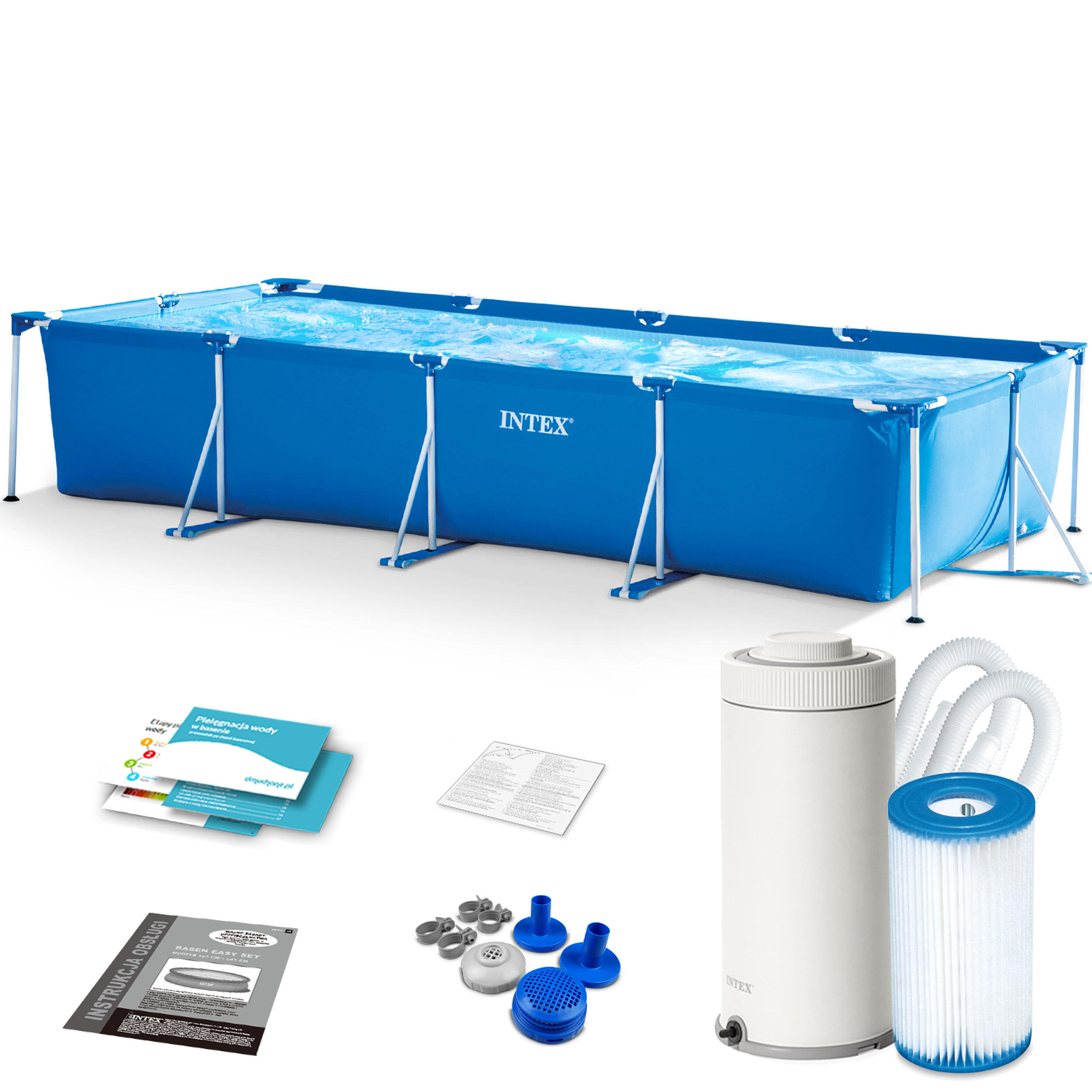 Basen stelażowy do ogrodu Intex 450 x 220 x 84 cm zestaw 9w1