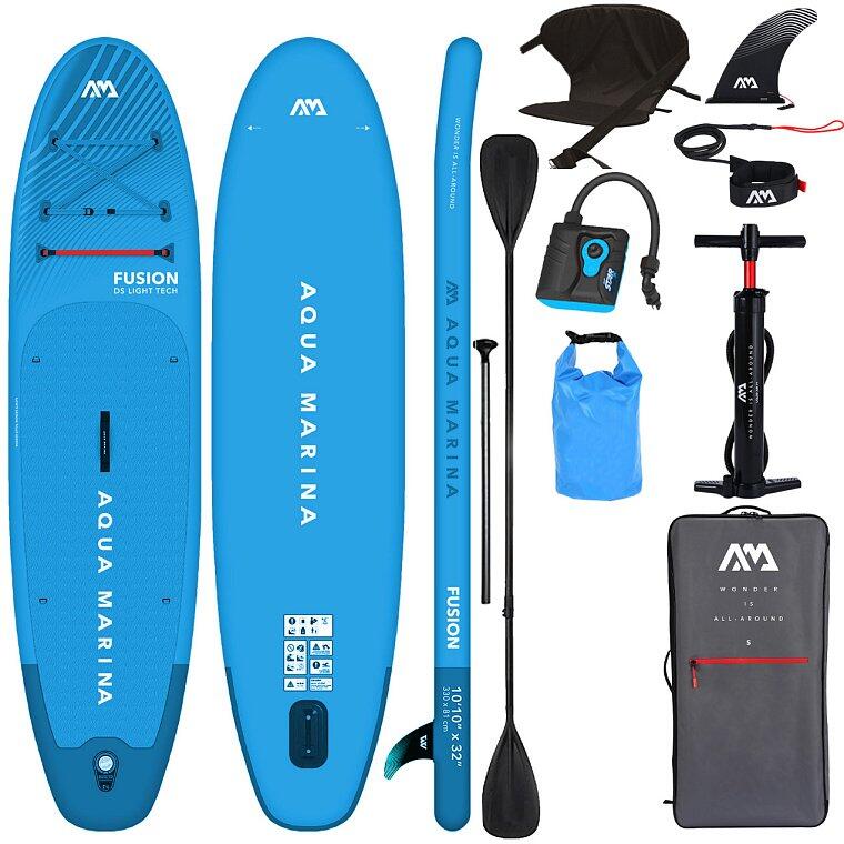 Deska SUP Fusion Blue 10'10" + zestaw kajakowy + pompka elektr + torba 10L