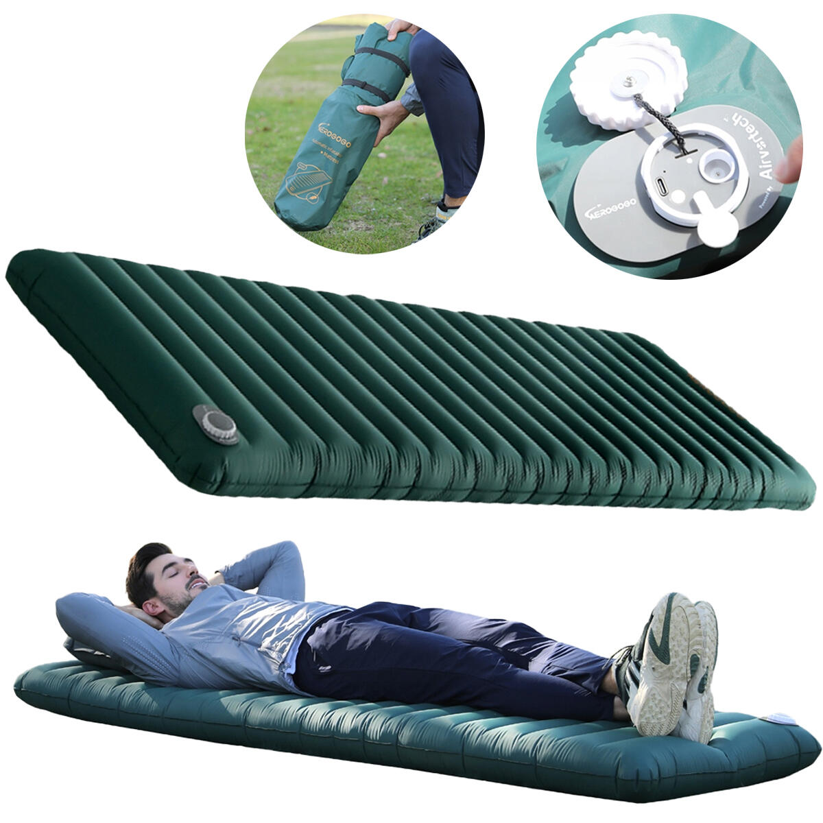 Materac jednoosobowy AEROGOGO z pompką automatyczną GM2-01