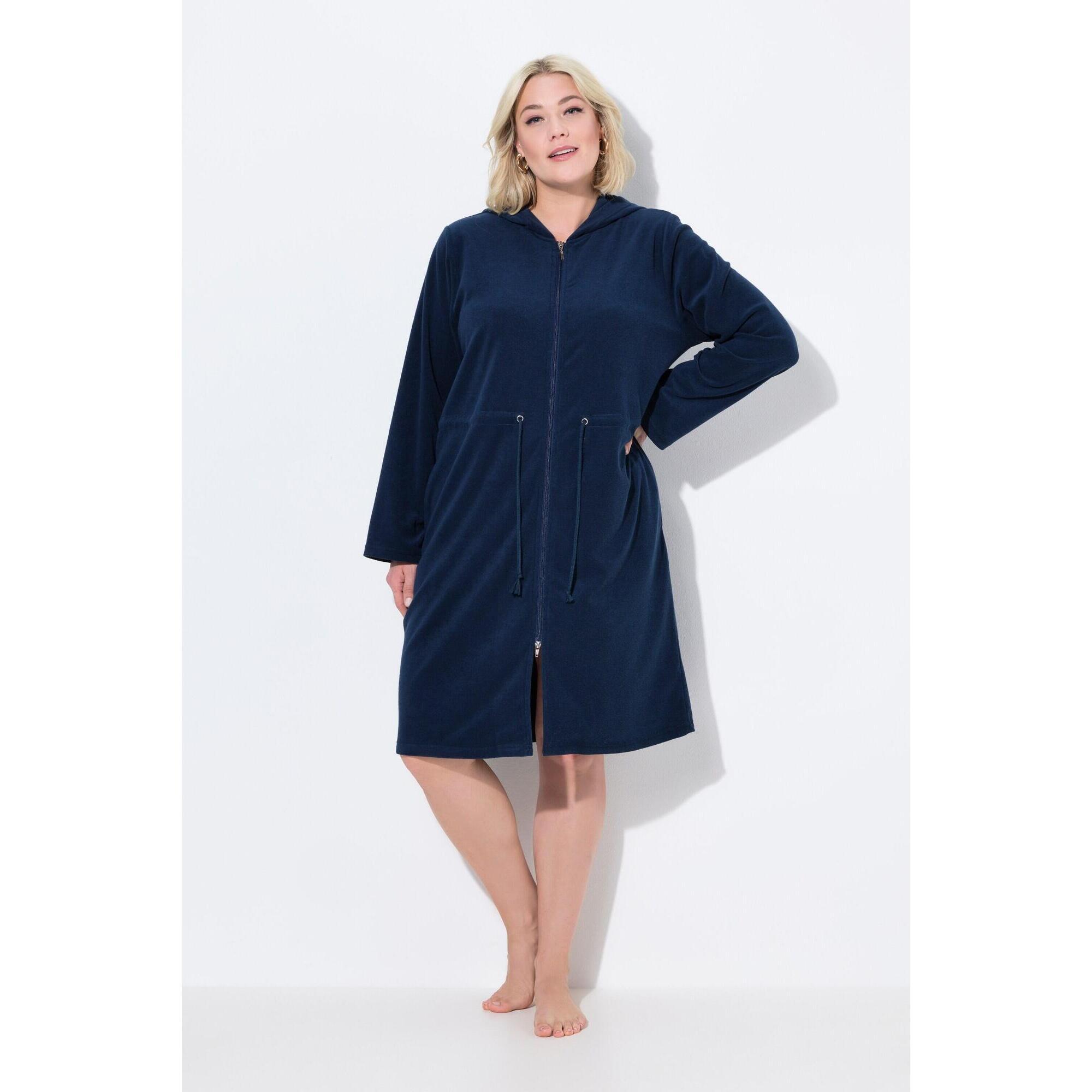 Damskie Szlafrok kaptur tunel 2-kierunkowy zamek błyskawiczny długi rękaw