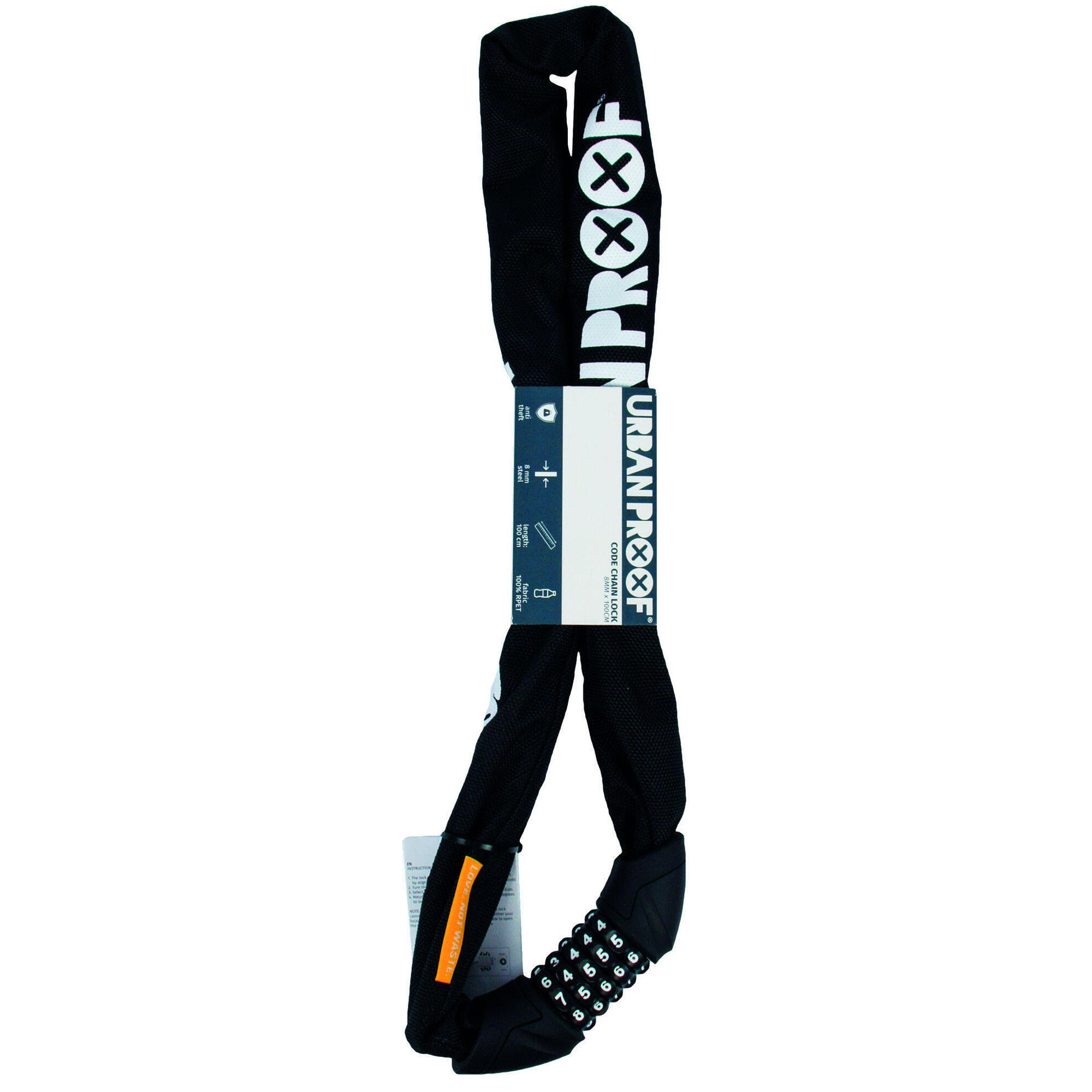 Zamek Łańcuszkowy Z Kodem Numerycznym Ø8Mm X 100Cm - Czarny