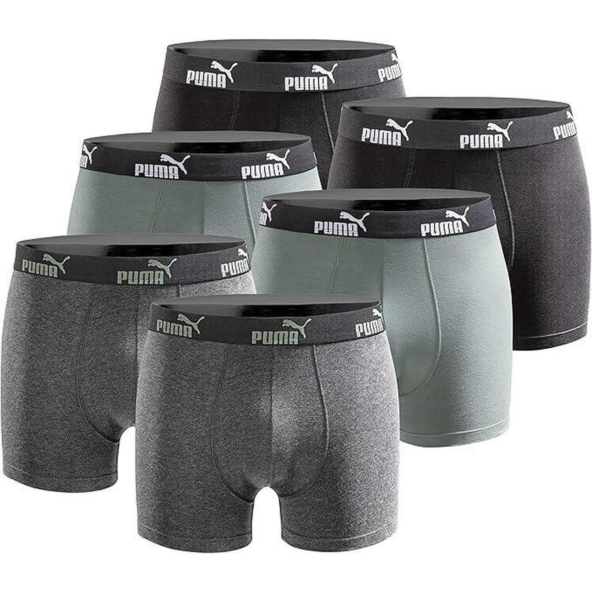 Puma bokserki męskie 6-pack Basic Zielony/Szary/Czarny S