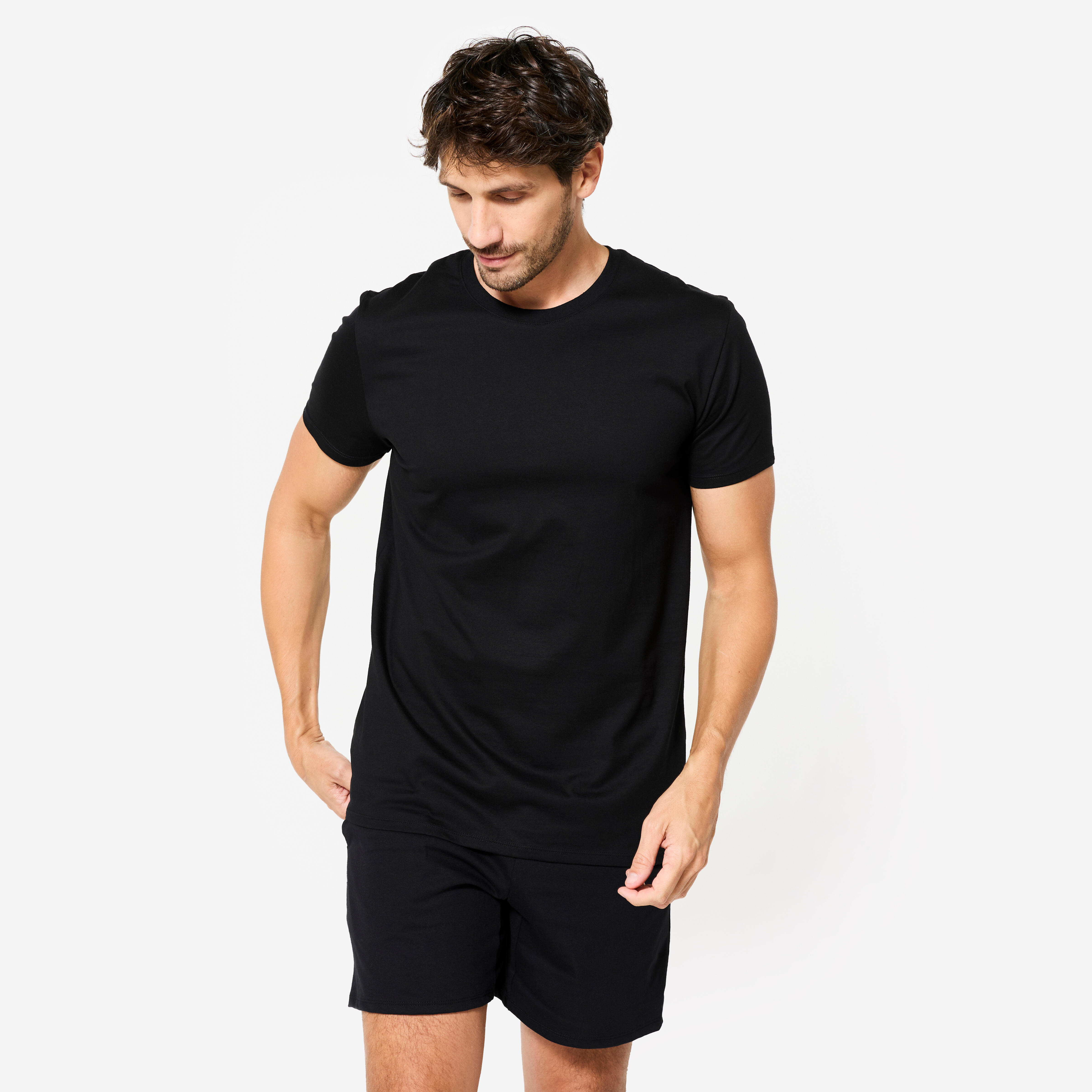 T-shirt fitness coton homme - 100 sportee noir Domyos