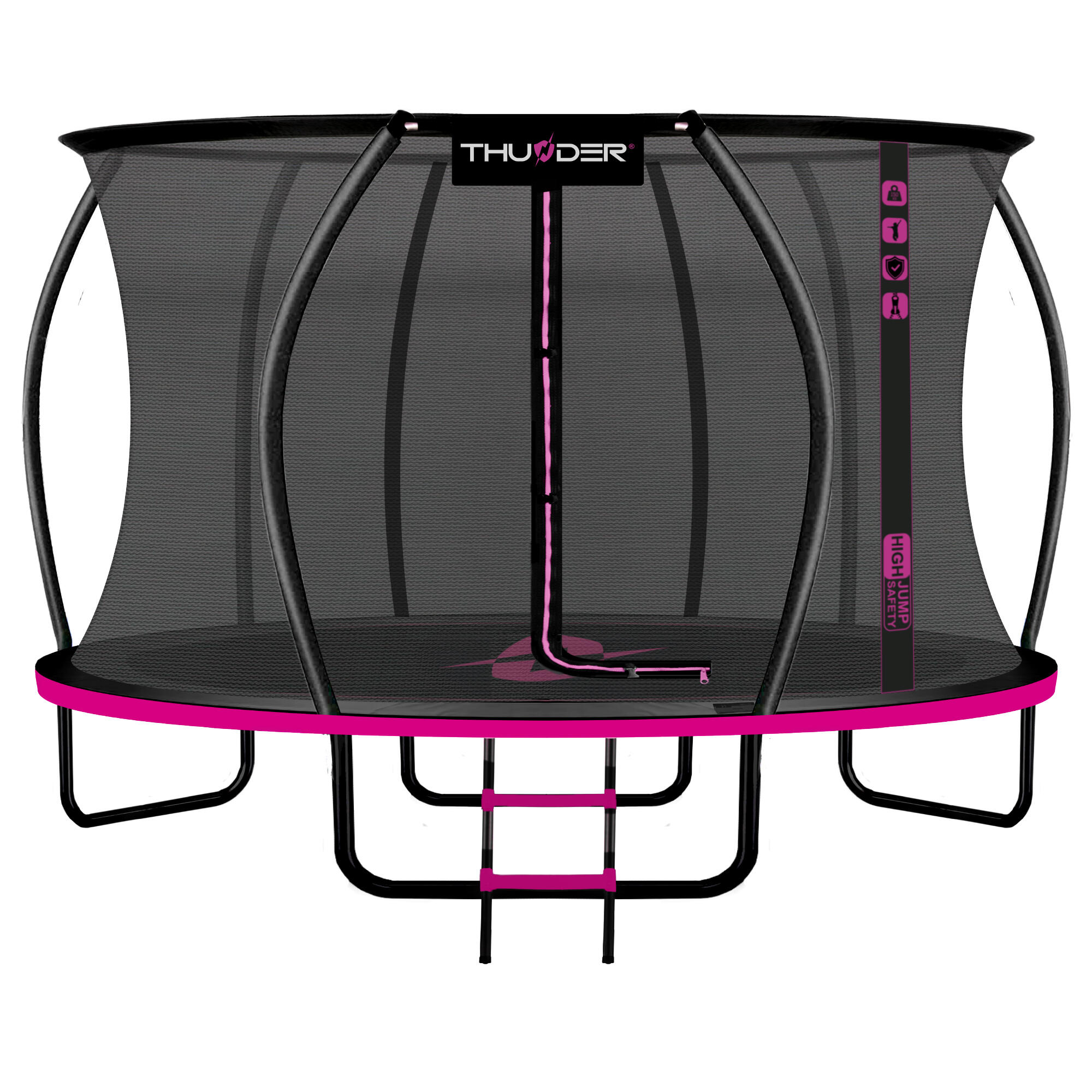 Trampolina ogrodowa dla dzieci z siatką THUNDER INSIDE-ULTRA 14ft 427cm Pink