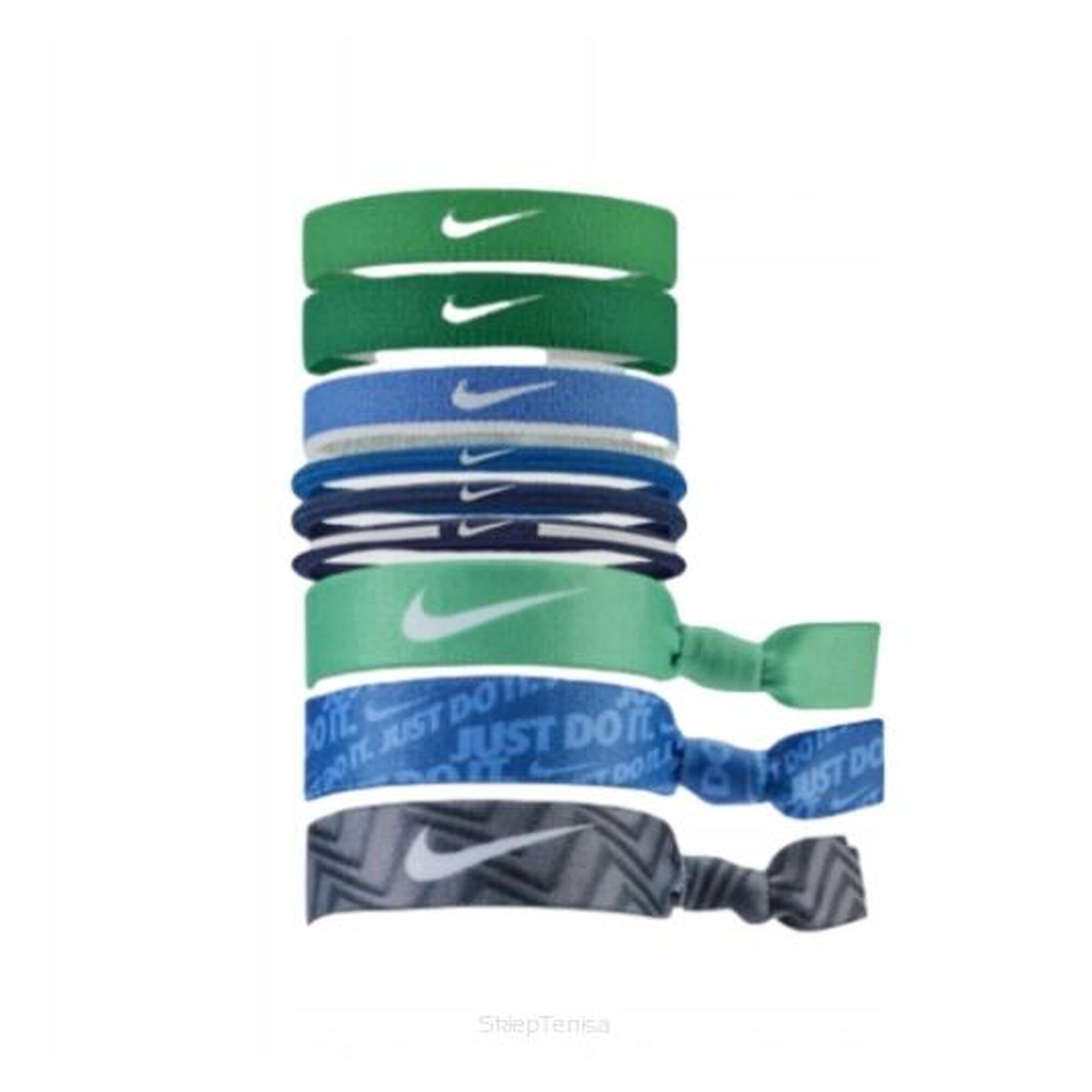 Opaski na głowę Nike Mixed Heairbands x9 zielono-niebieskie