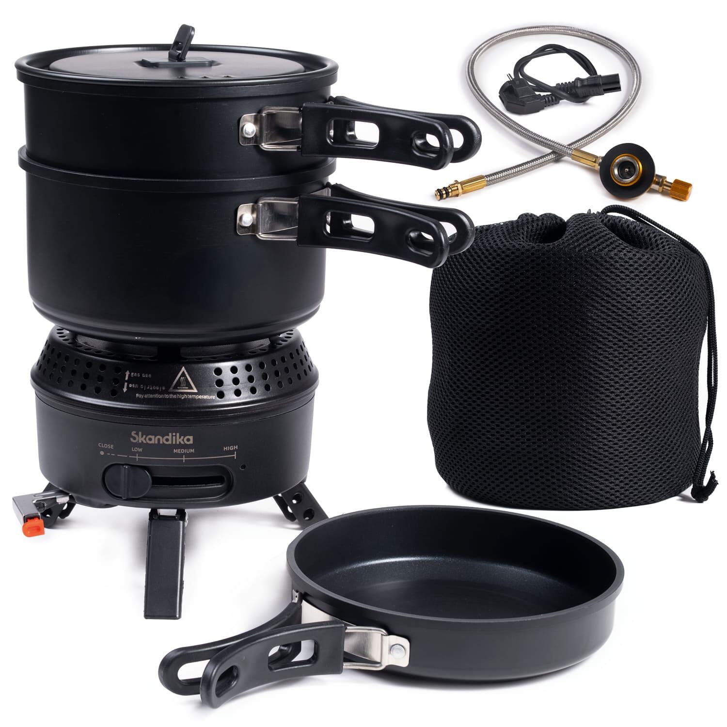 Kuchenka kempinowa turystyczna Rask, zasilanie hybrydowe, gazowe lub elektryczne