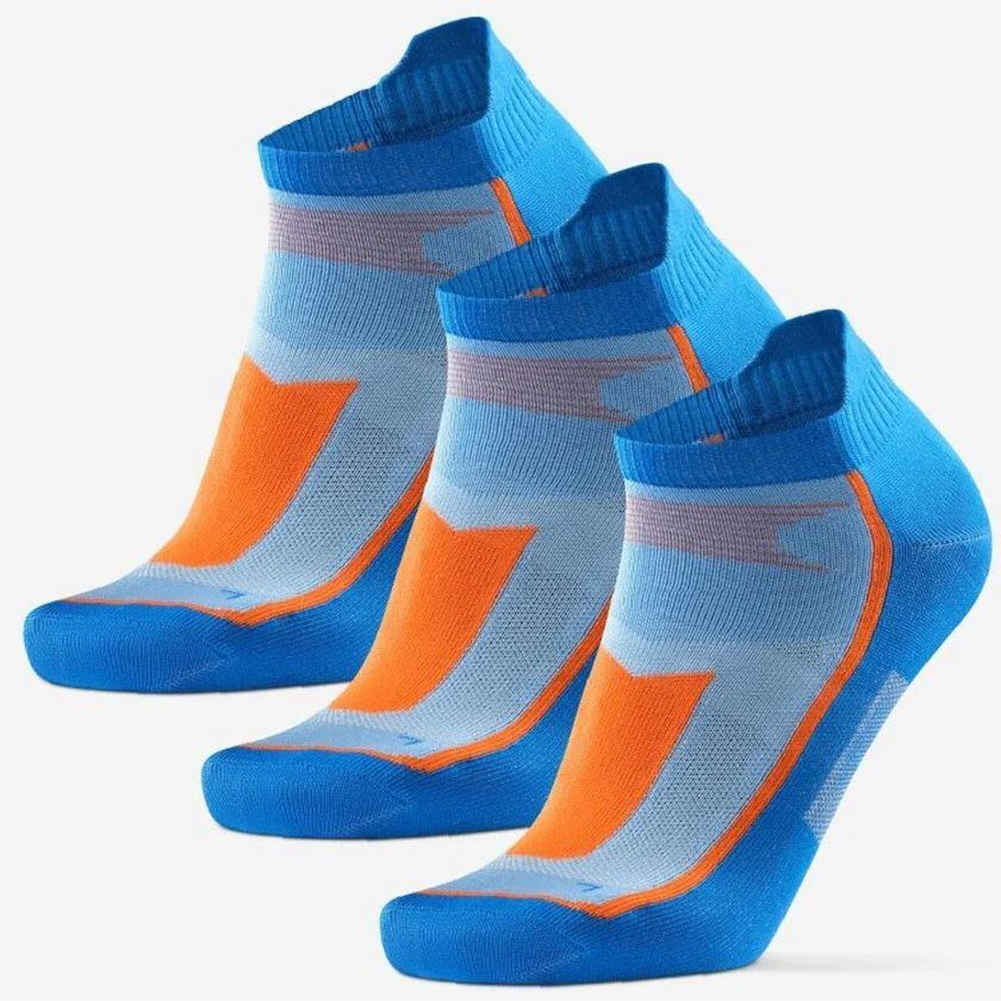 Danish Low Cut Sport Socks 3-Pack - Niebieskie i Pomarańczowe 35-38