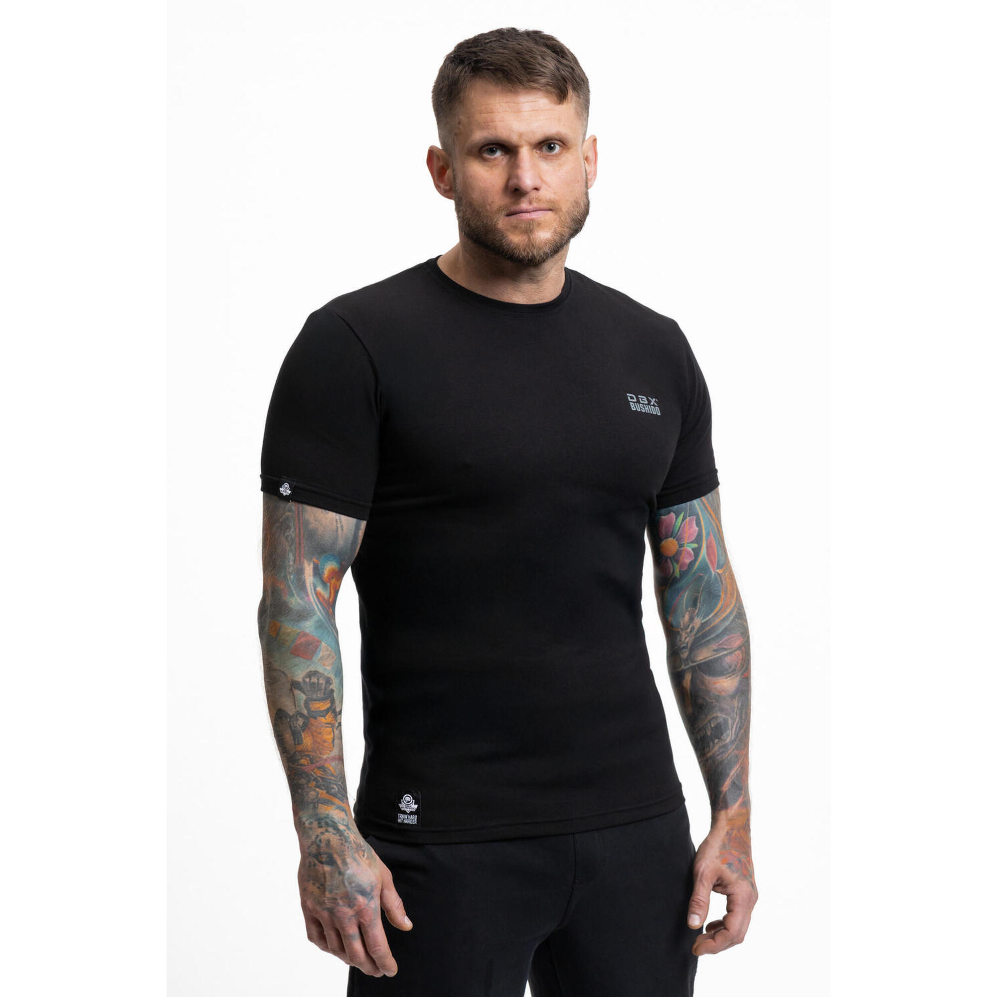 T-Shirt bawełniany Premium z małym szarym logo DBX Bushido