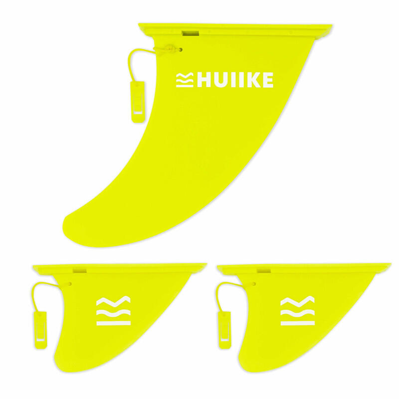 Płetwy do SUP 3 szt., Blokada, HUIIKE, Limonkowy, Odpinane, Stabilność