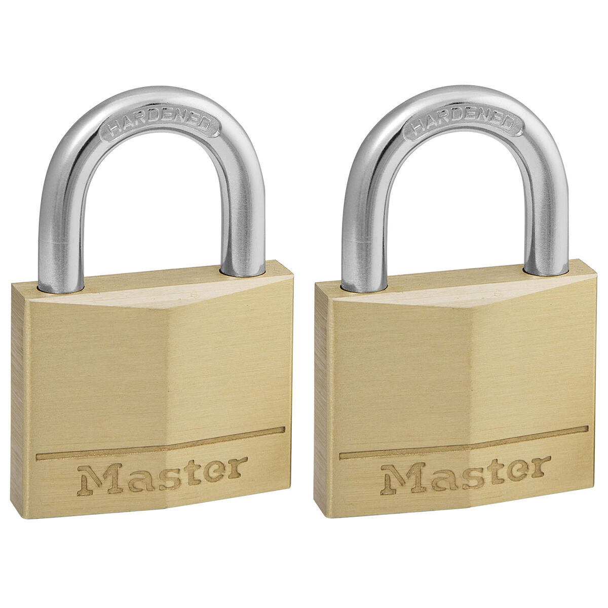Zestaw 2 mosiężnych kłódek na klucz Master Lock 140EURT, kolor złoty