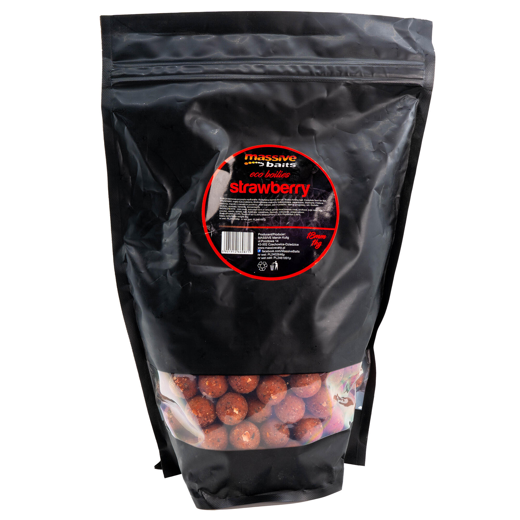 Kulki Massive Baits Eco Boilies Strawberry 18Mm 1Kg