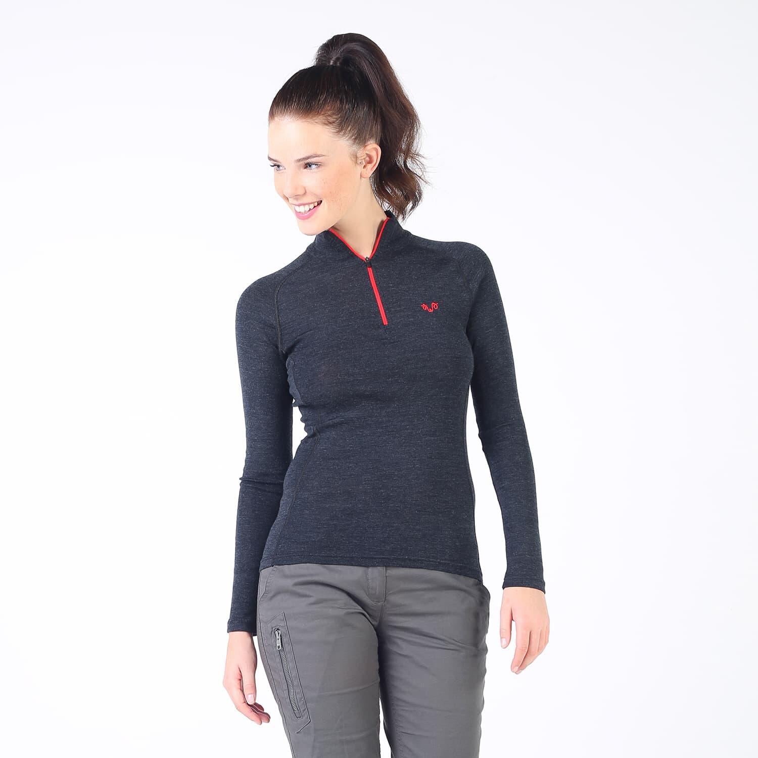 Vega - damska koszulka 100% merino wełna 195 g/m² z zamkiem YKK