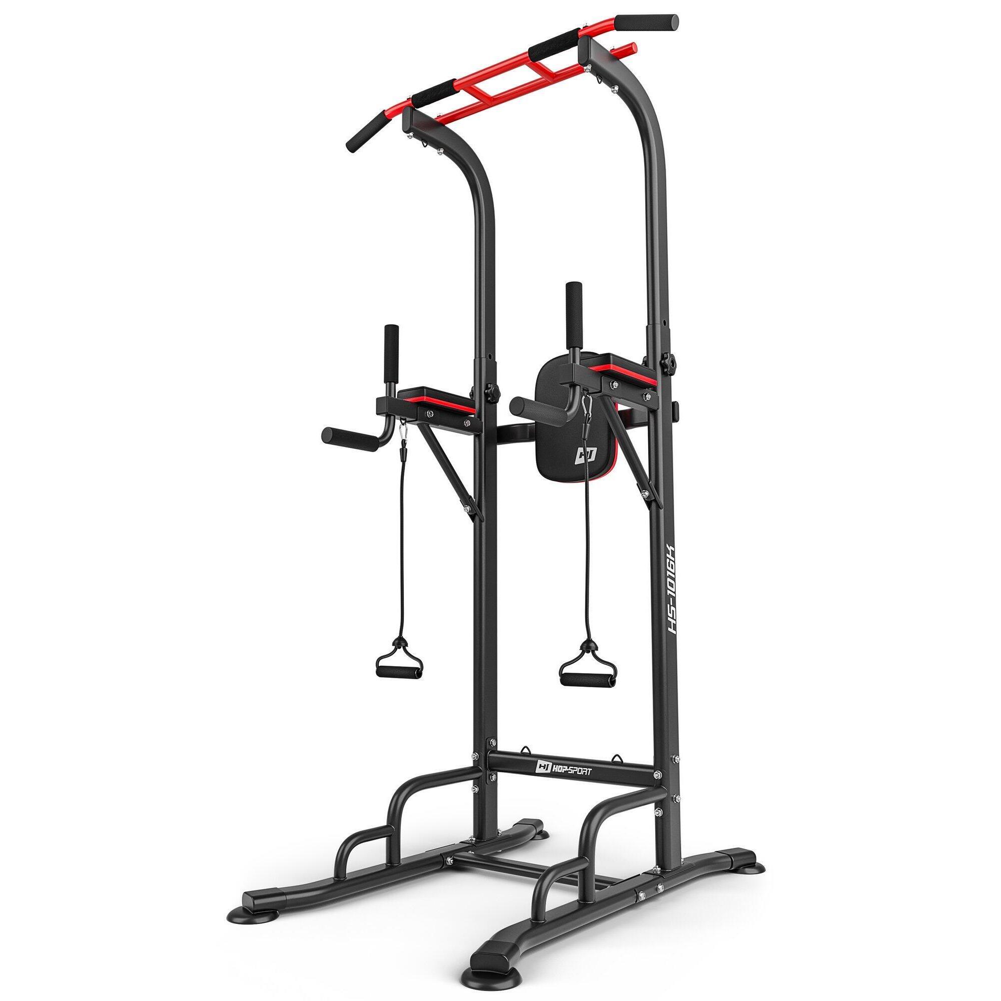 Poręcze do treningu siłowego Hop-Sport HS-1016K z drążkiem i ekspanderami