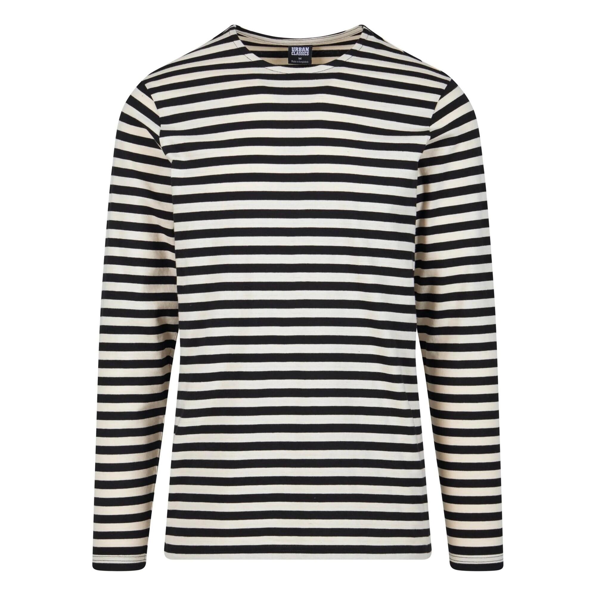T-shirt Męski W Paski Standardowy Z Długim Rękawem
