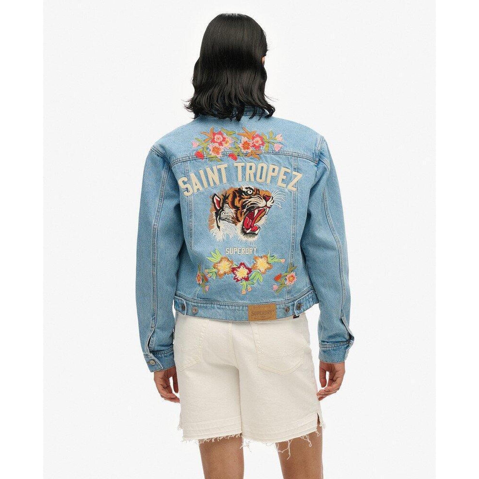 Kurtka jeansowa ozdobiona