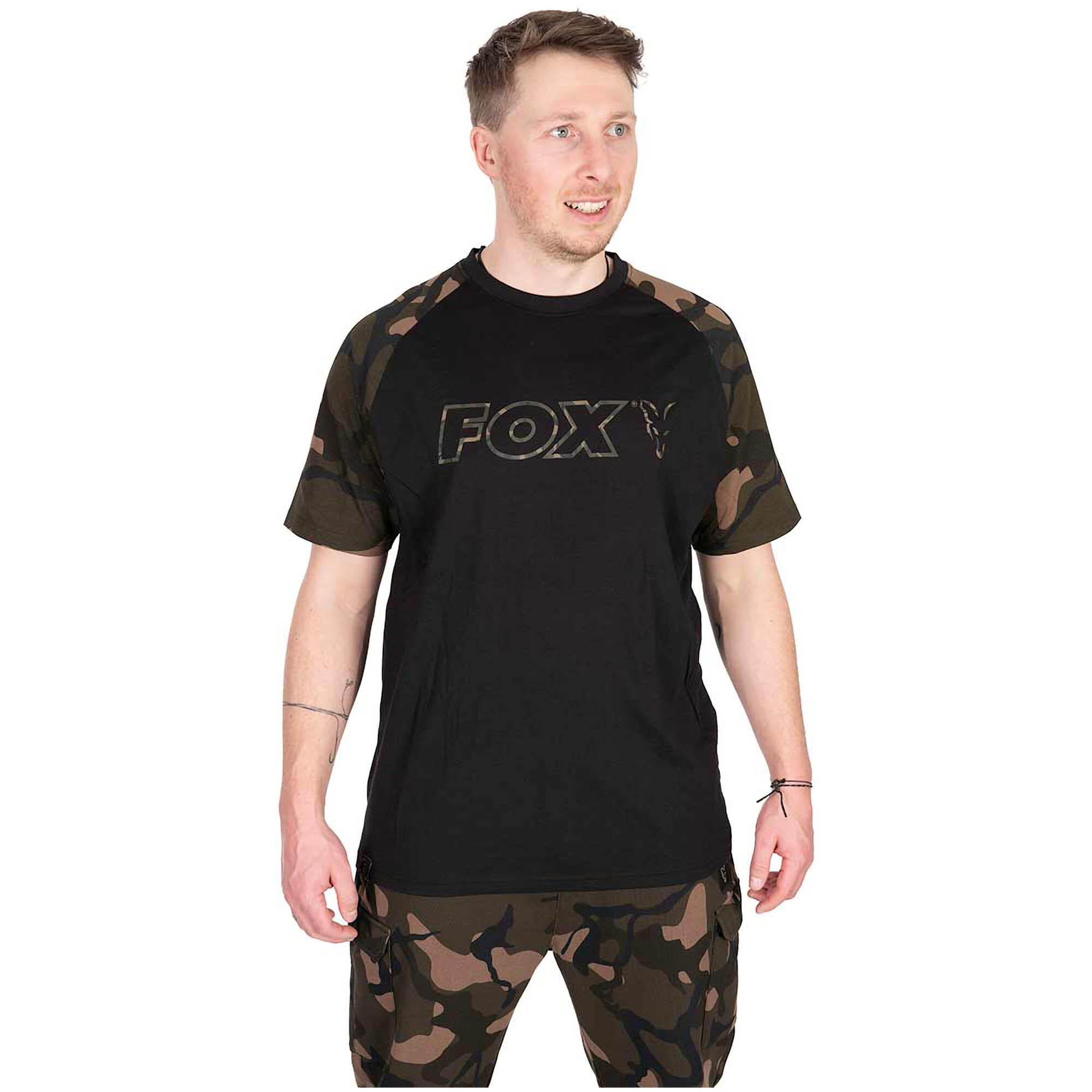 Koszulka Wędkarska T-Shirt Fox Black Camo Outline T