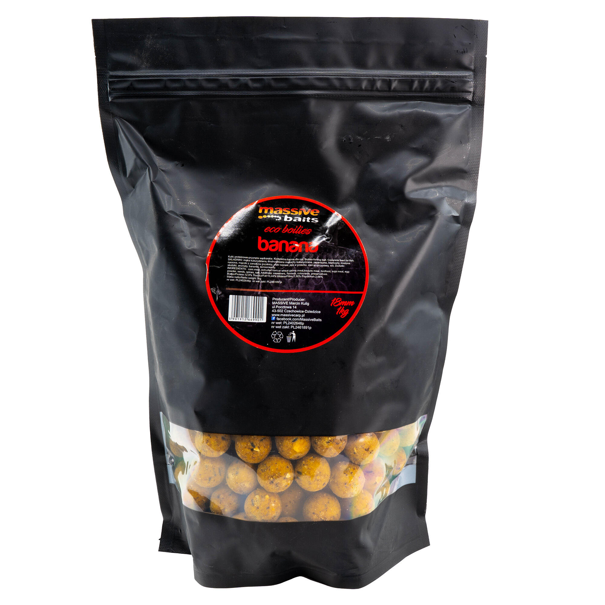 Kulki Massive Baits Eco Boilies Banana 18Mm 1Kg