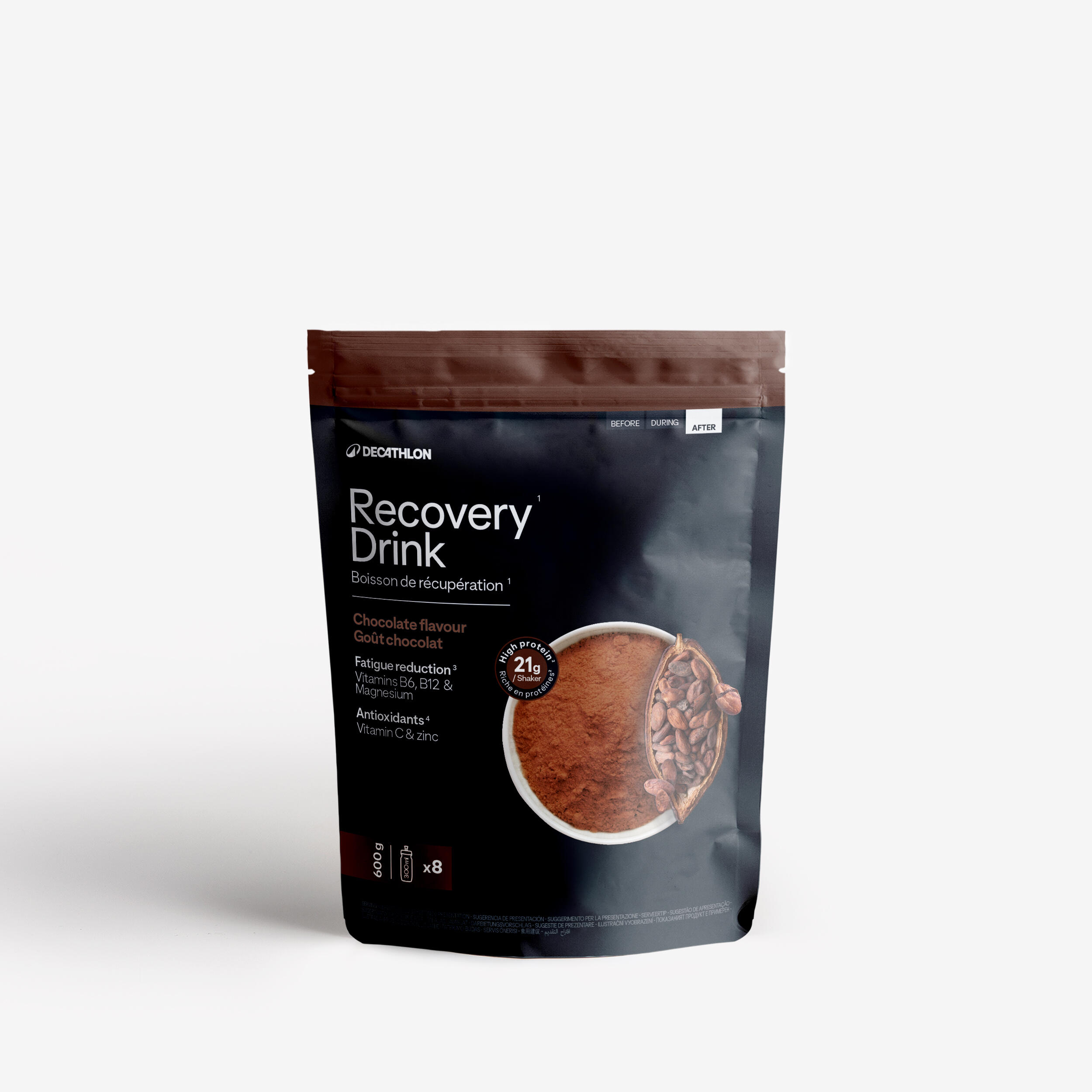 Napój proteinowy w proszku wspomagający regenerację, czekoladowy, 600 g