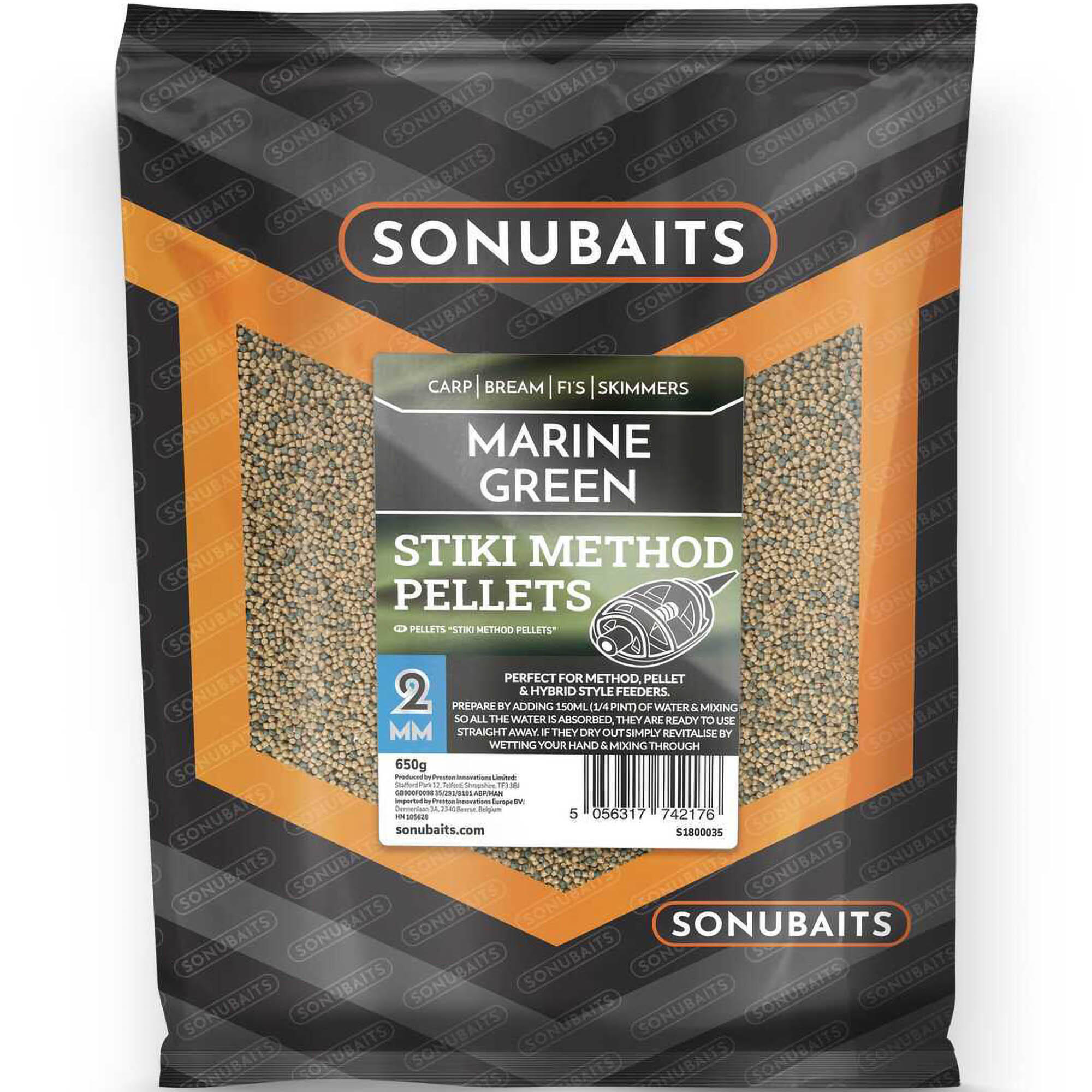 Pellet Zanętowy Sonubaits Marine Green Stiki Method Pellets 2Mm 650G