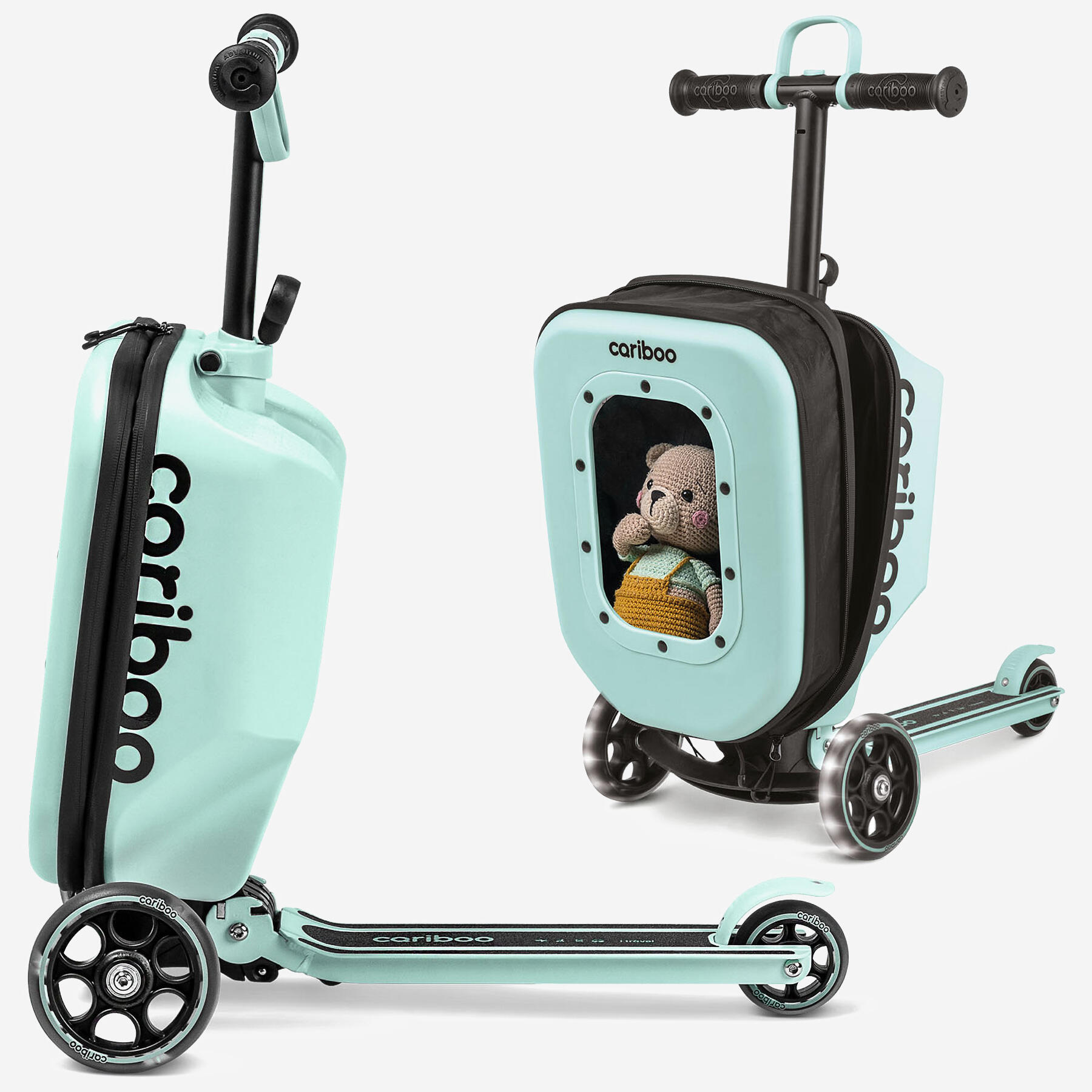 Hulajnoga trójkołowa z walizką Cariboo iTravel (miętowa) 4976