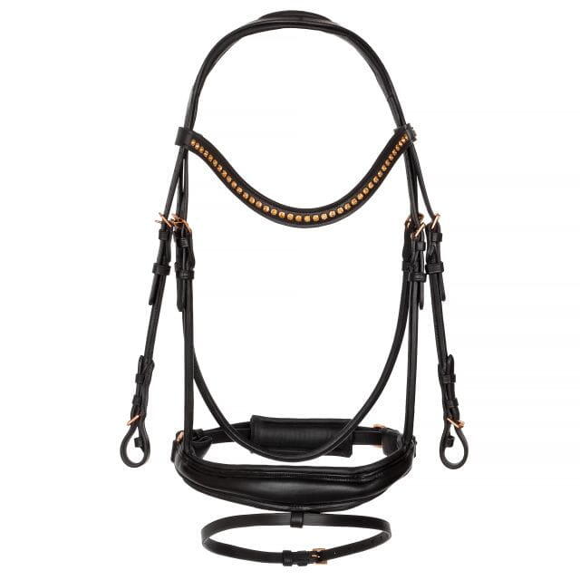 Ogłowie dla konia i kuca Equestrian Queen Io skórzane, różowo-złote okucia