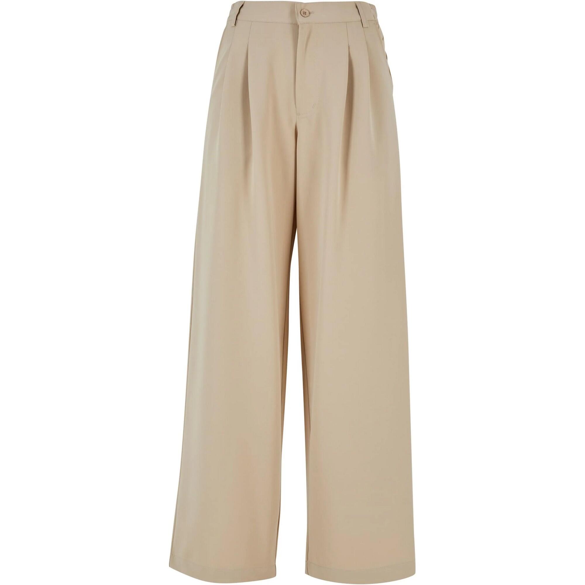 Szerokie Spodnie Damskie Z Plisą Z Przodu