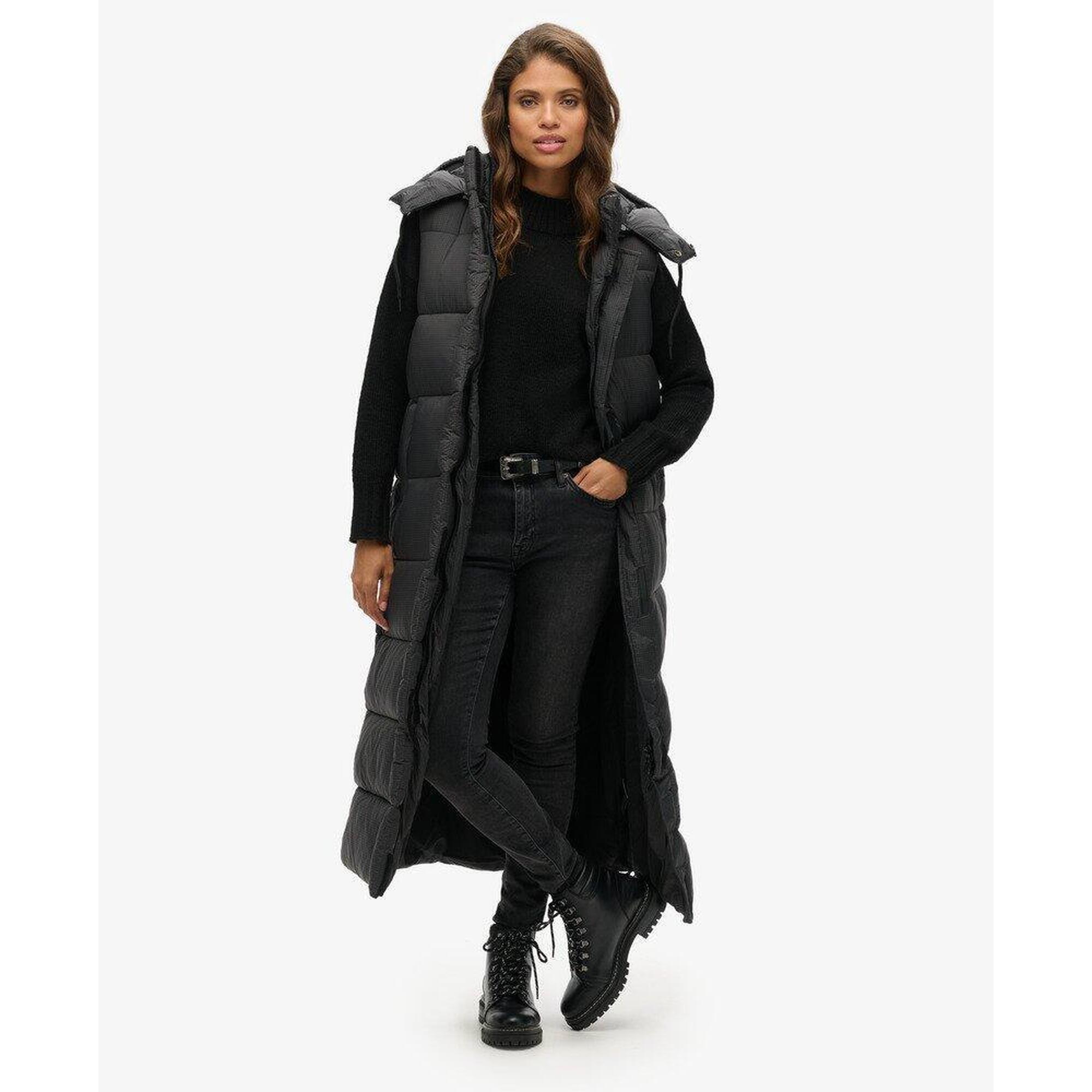 Długi kamizelka z kapturem z ripstopu