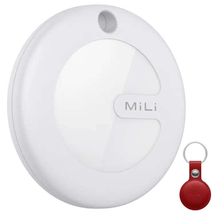 Lokalizator biały bluetooth x1 z czerwonym etui z zawieszką dla iOS MILI MiTag
