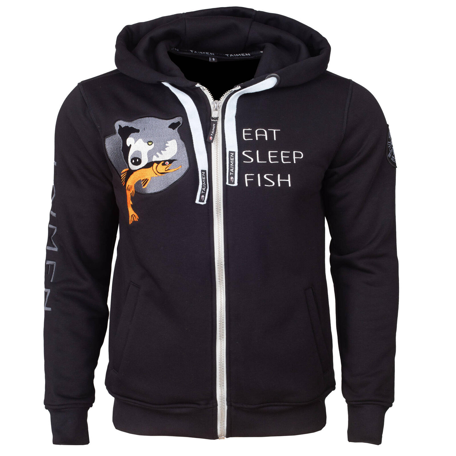 Bluza z zamkiem Taimen Menza Embroidery – Czarna