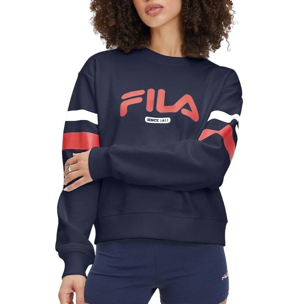 Bluza damska turystyczna Fila Latur Graphic Crew Sweat granatowa