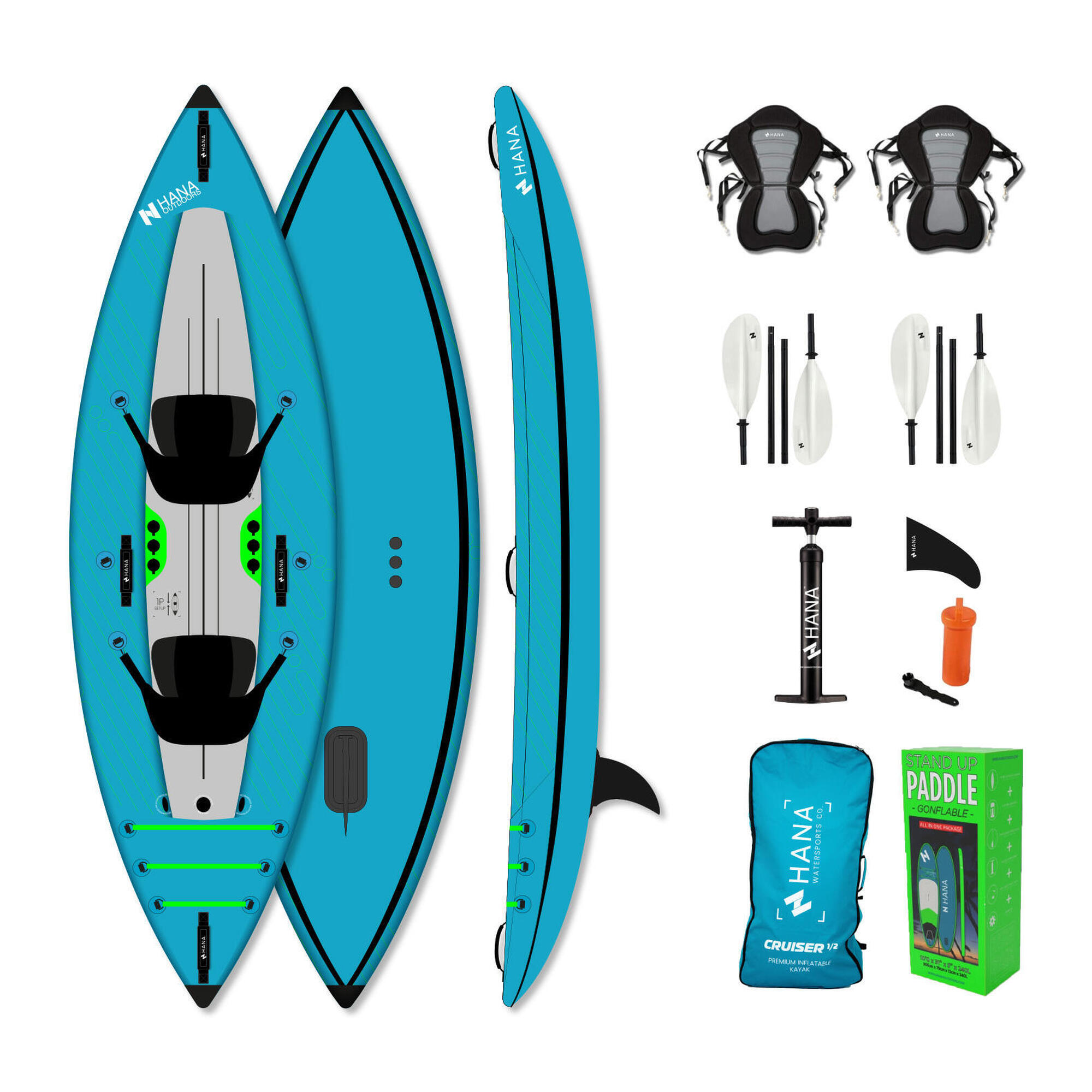 Nadmuchiwany kajak HANA Cruiser Dropstitch 1-2 osobowy wysokociśnieniowy
