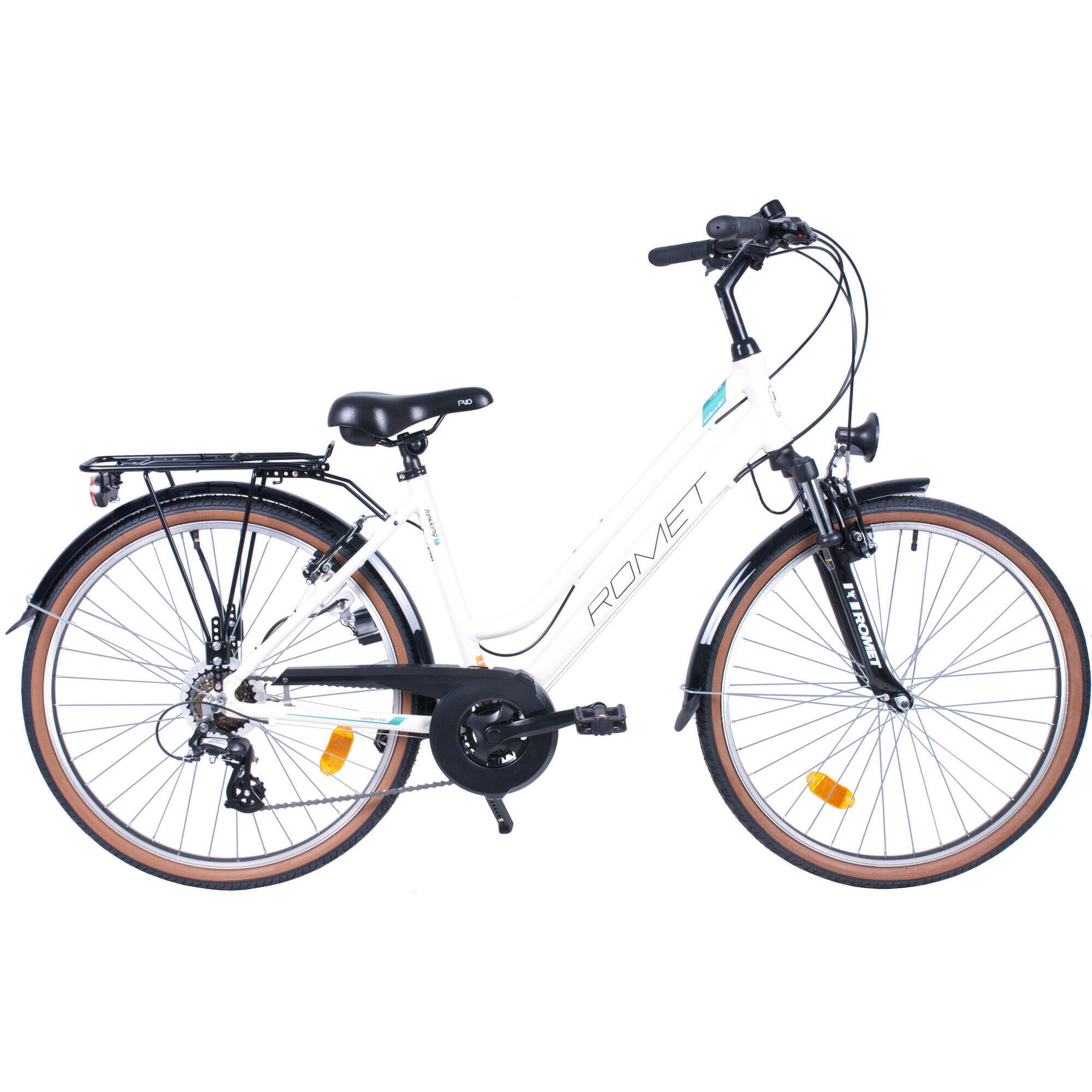 Rower trekkingowy damski Romet Gazela 26 1 M(17") biało-turkusowy