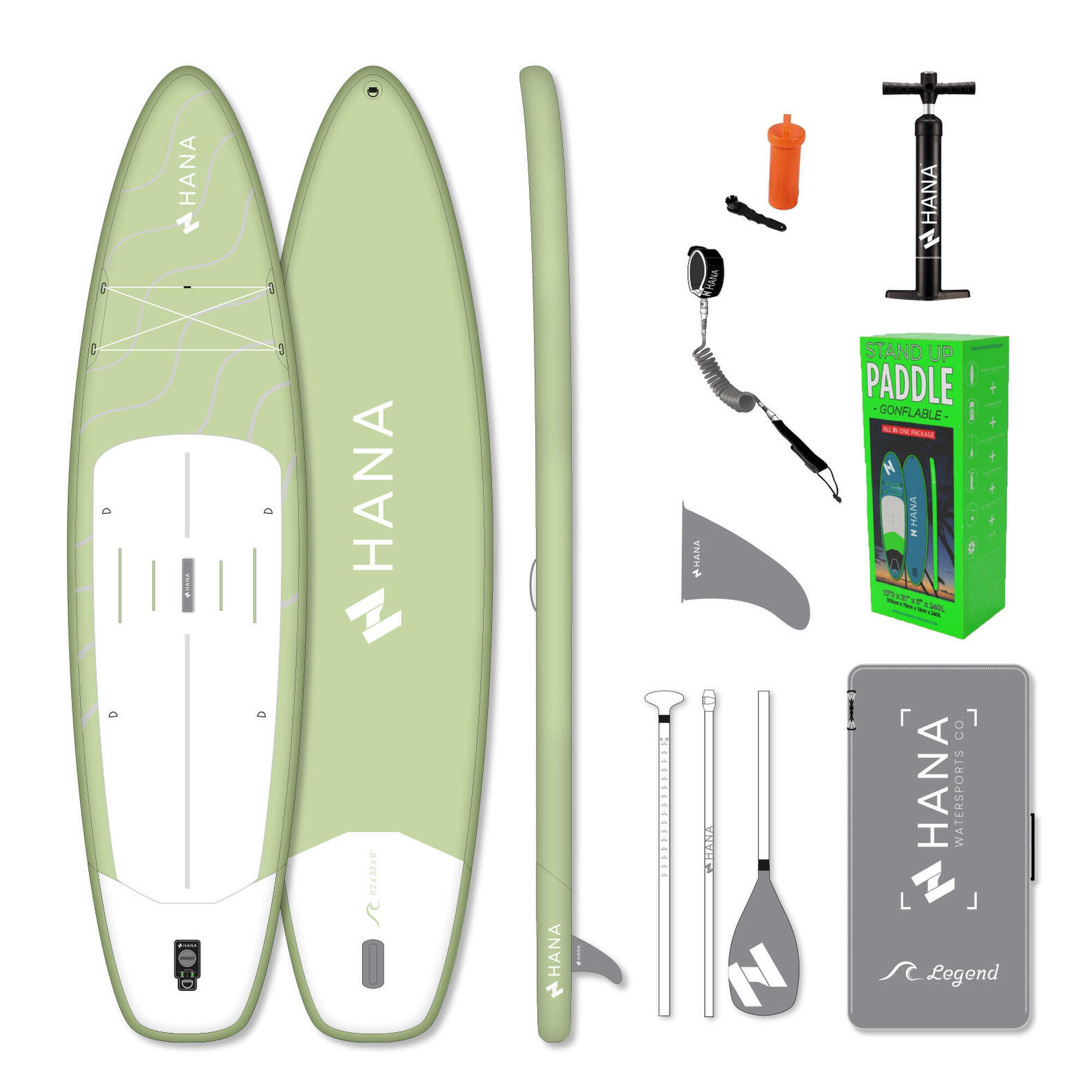 Zestaw nadmuchiwanego stand up paddle HANA LEGEND Olive 11'2