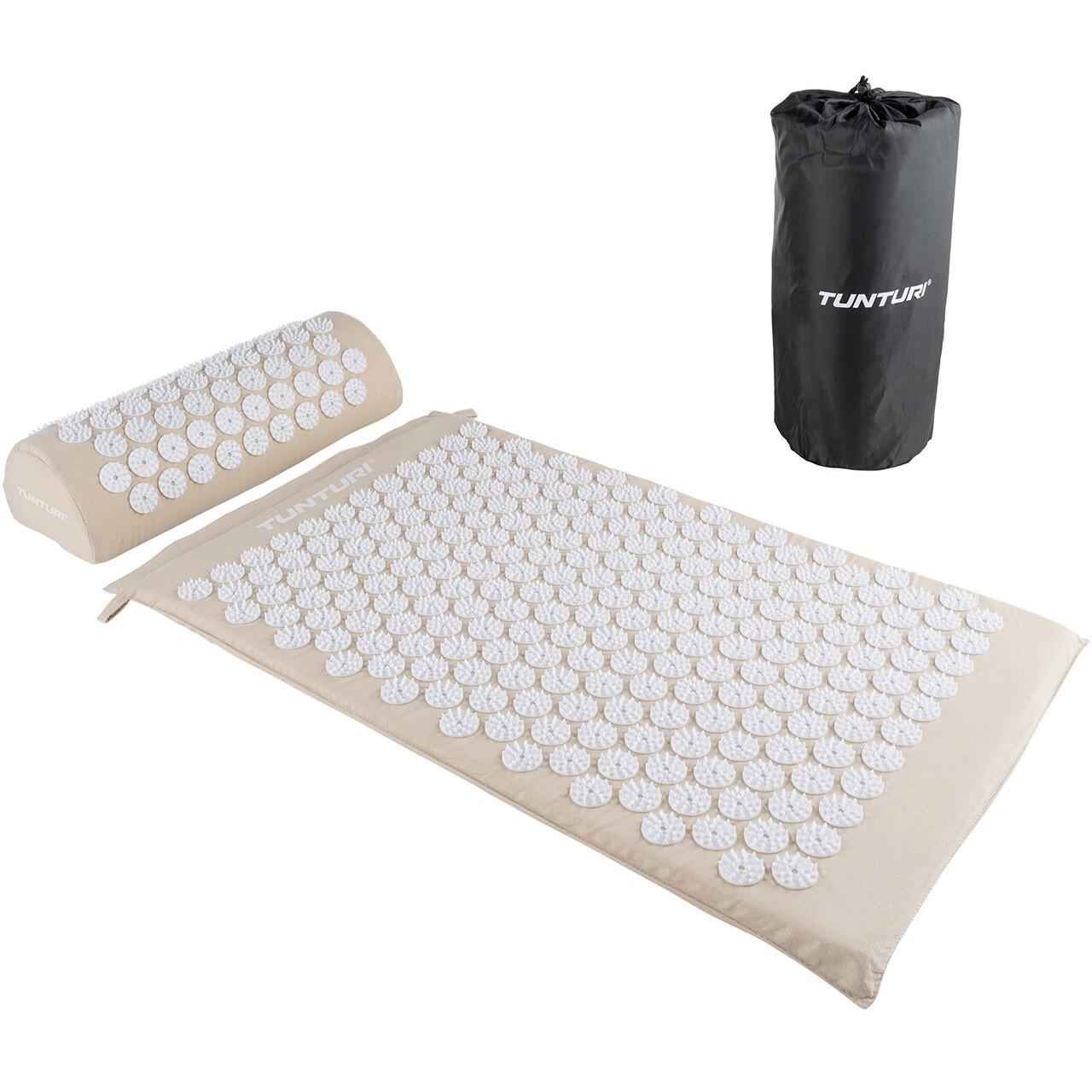 Mata z kolcami do akupresury z poduszką Tunturi Acupressure mat and pillow beż