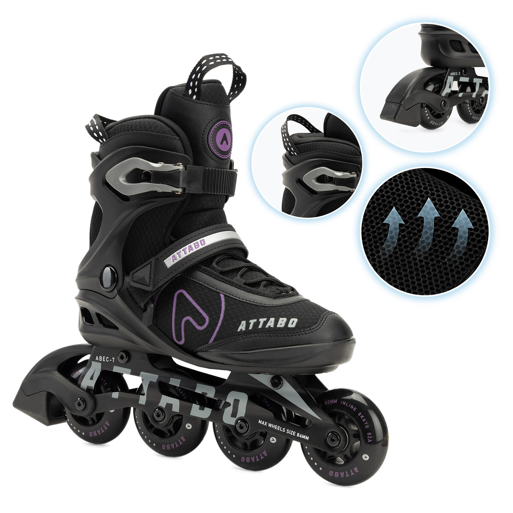 Rolki damskie ATTABO Bricker fitness ABEC-7 KÓŁKA 80mm ALUMINIOWA PŁOZA