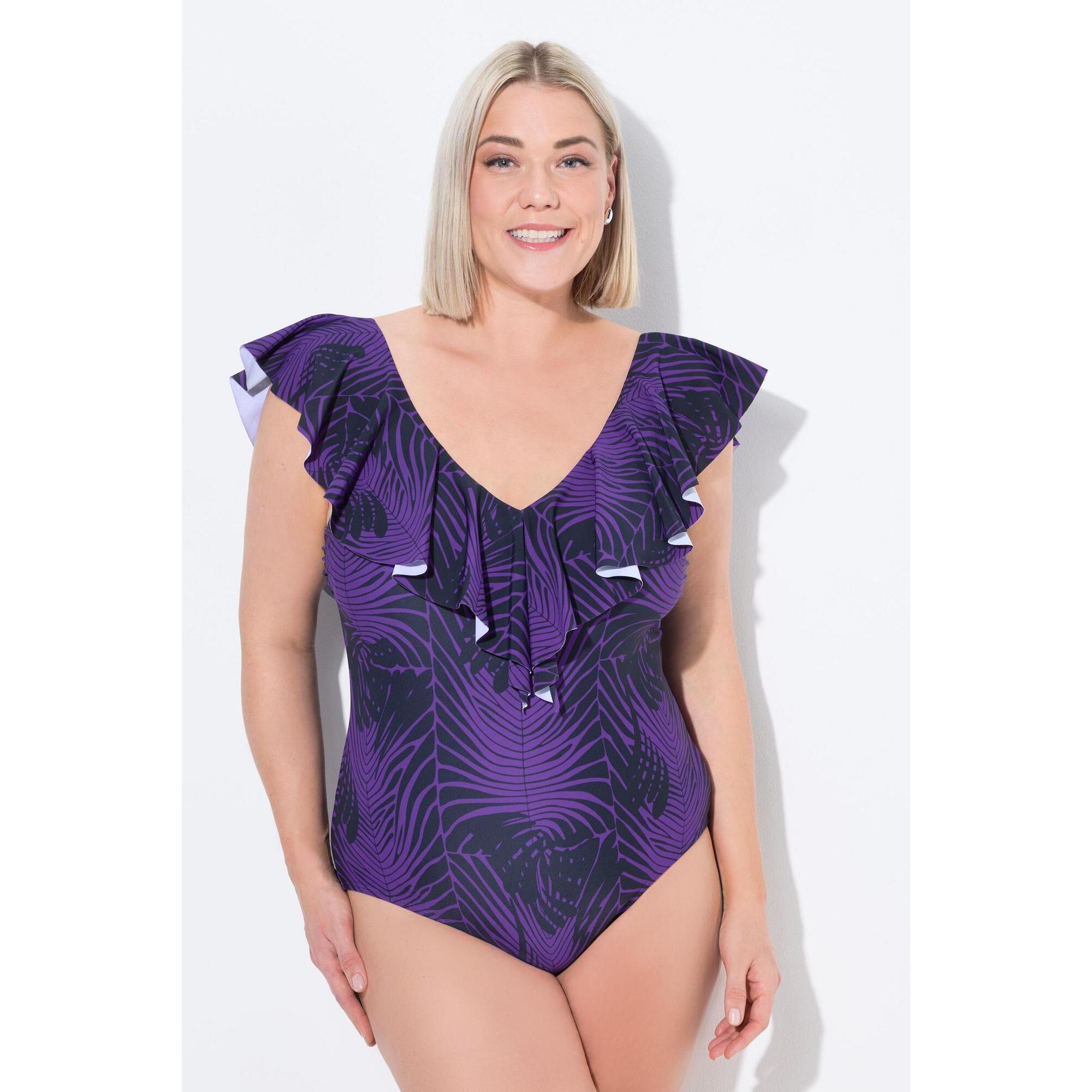 Damski Kostium kąpielowy wzór skóra węża miękkie miseczki falbana z recyklingu