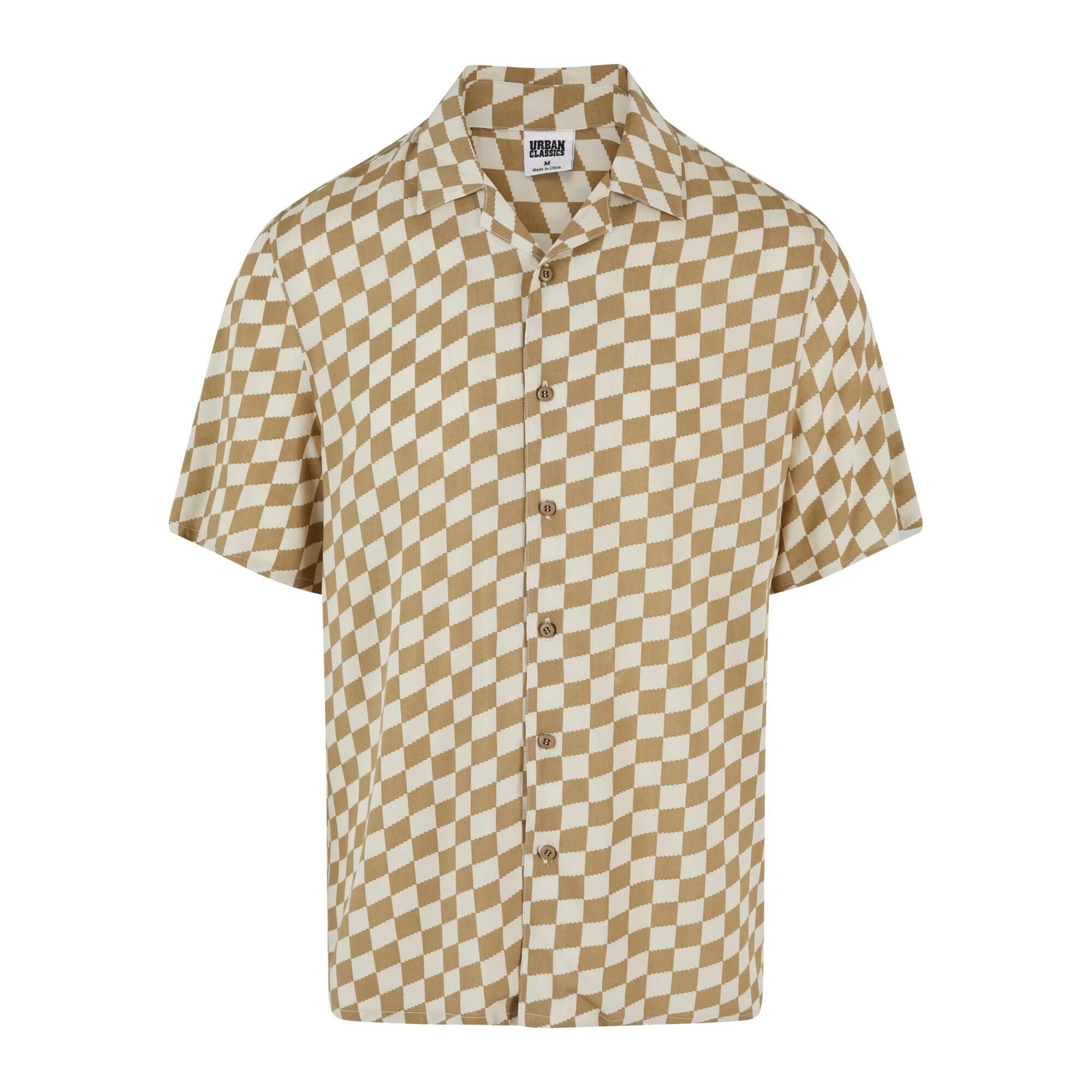 Męska Koszula W Kratę Z Nadrukiem Na Całej Powierzchni