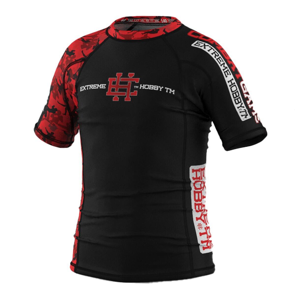 Rashguard dla dzieci do MMA z krótkim rękawem EXTREME HOBBY RED WARRIOR