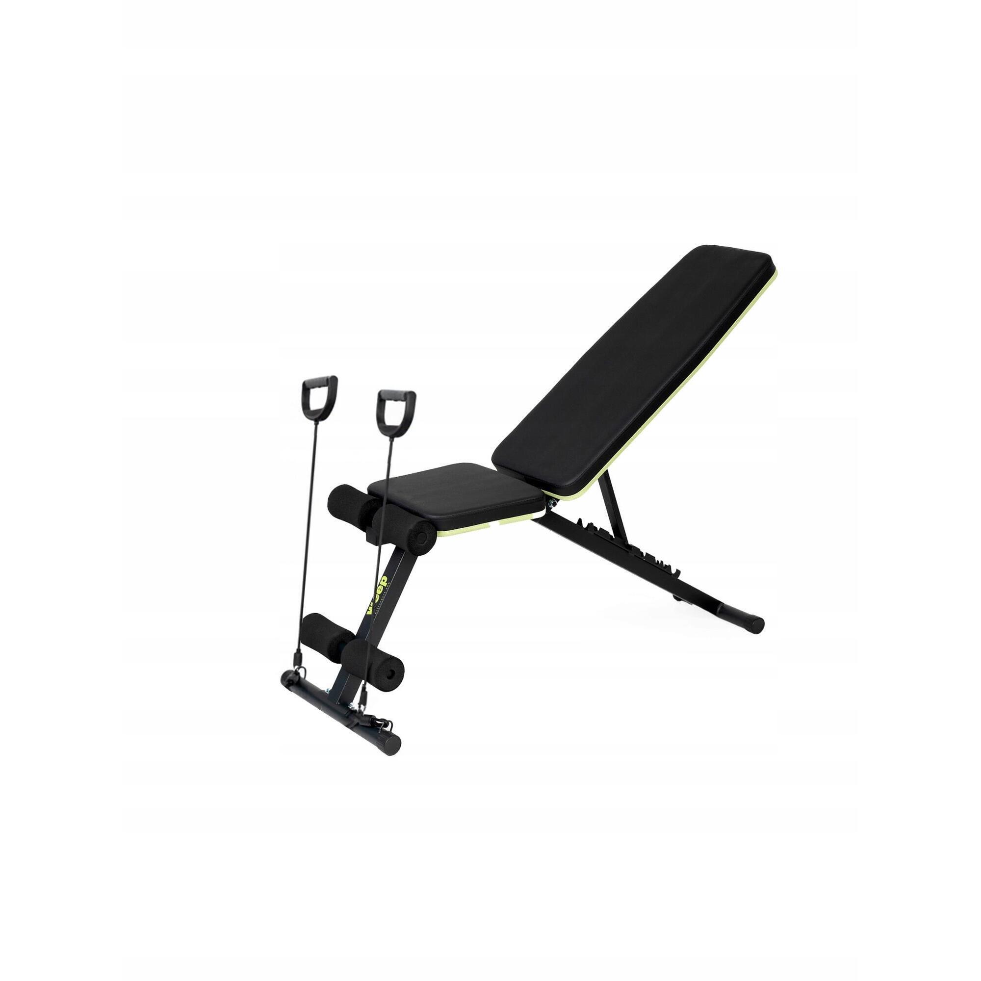 Ławka treningowa z ekspanderami WEEP ławeczka składana skośna prosta