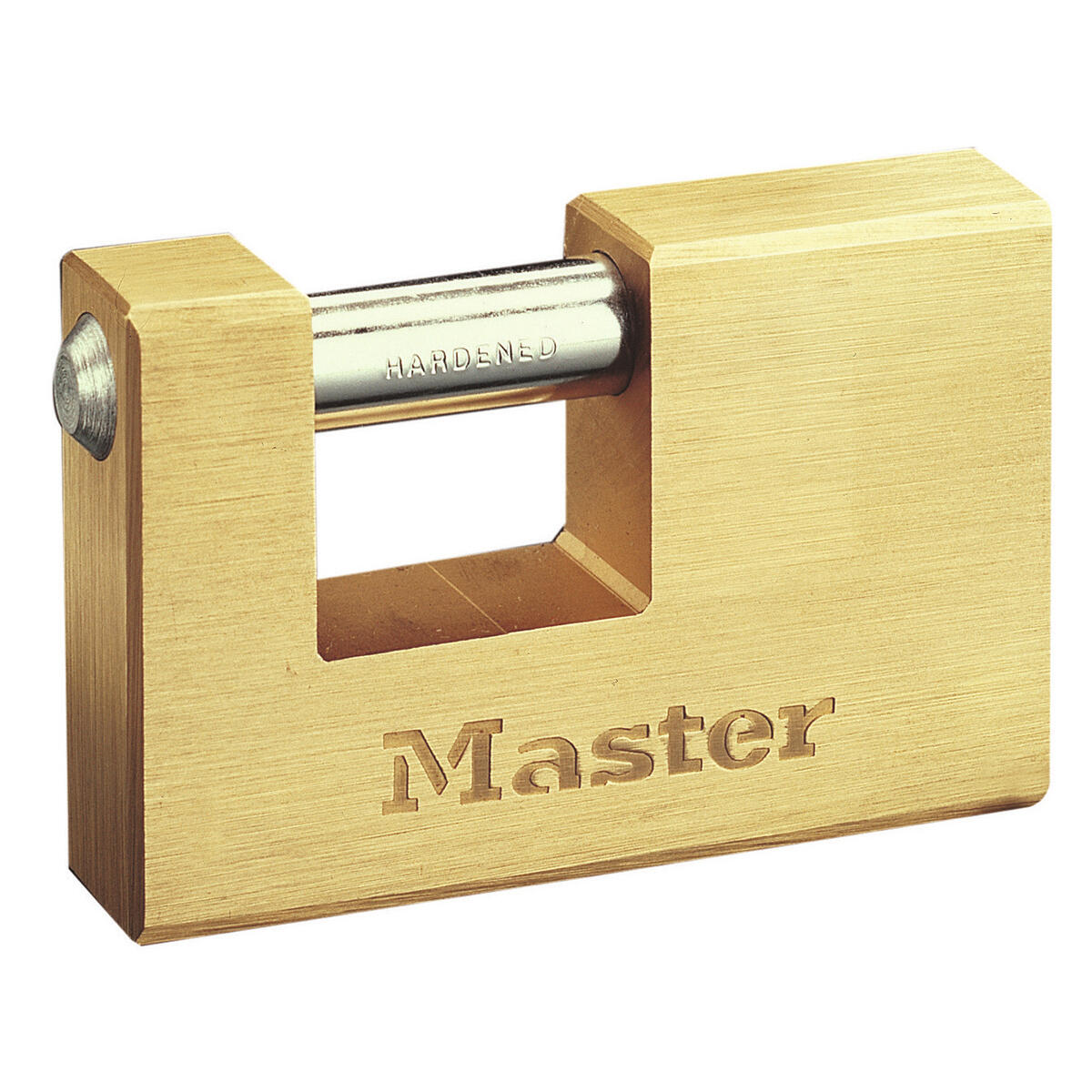 Prostokątna kłódka mosiężna Master Lock 608EURD na klucz, kolor złoty