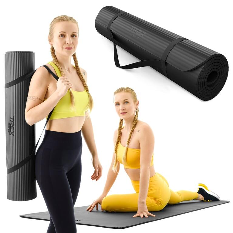 Mata fitness do ćwiczeń jogi pilatesu Trex Sport 190x80cm czarna 10mm