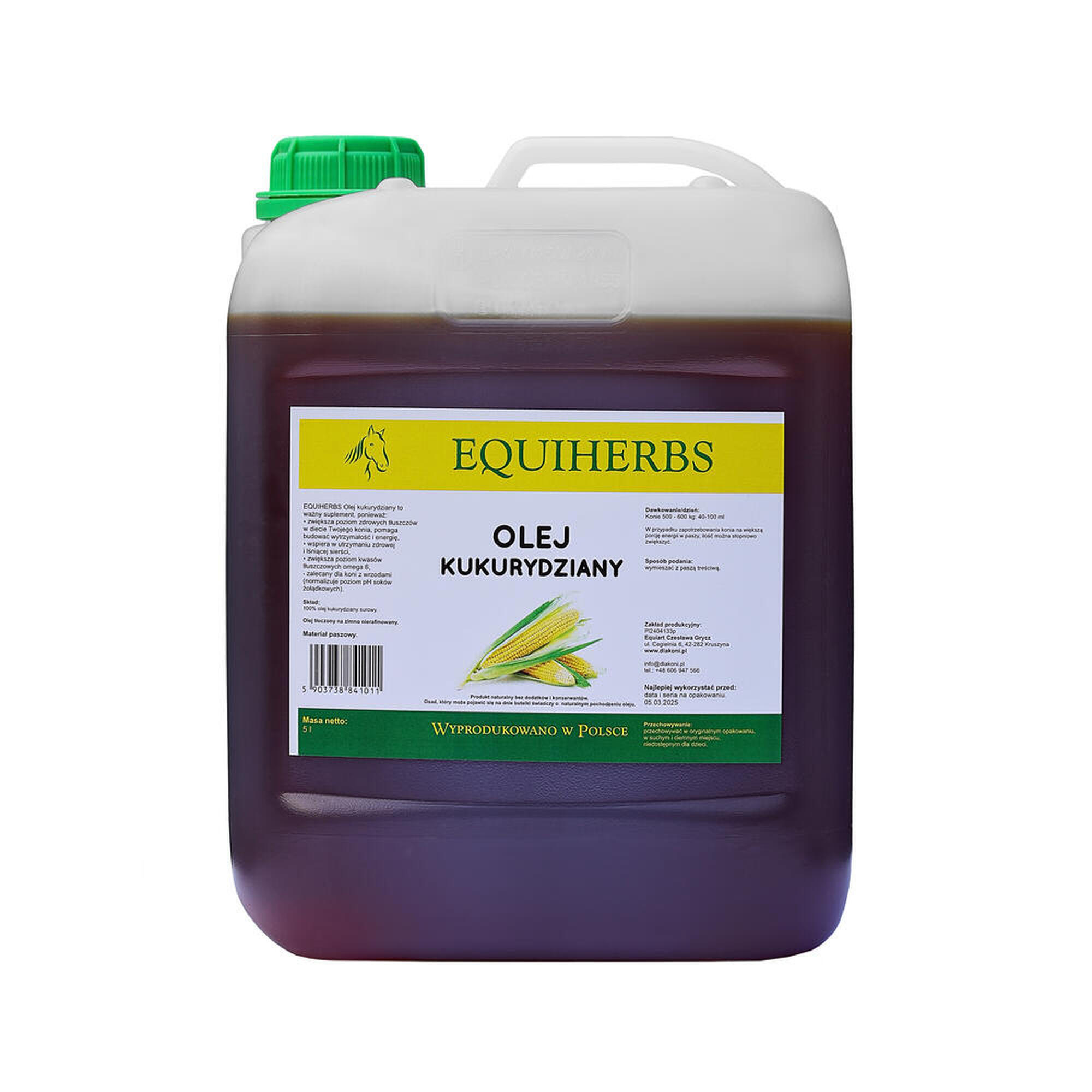 Olej kukurydziany dla koni EQUIHERBS