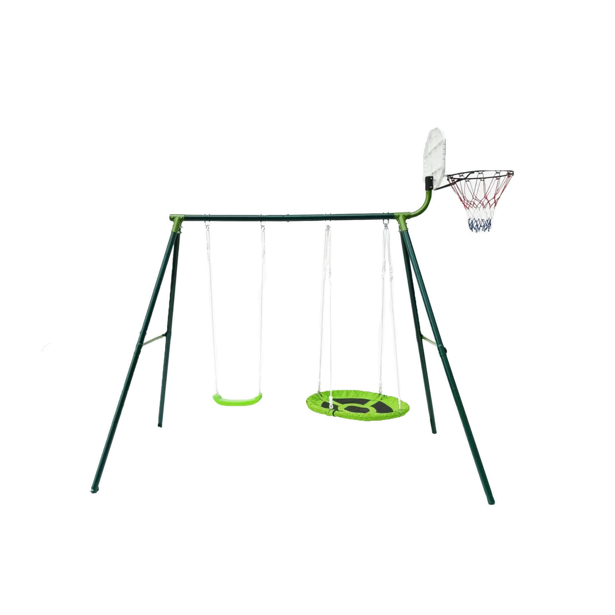 Dwustopniowa huśtawka z obręczą do koszykówki