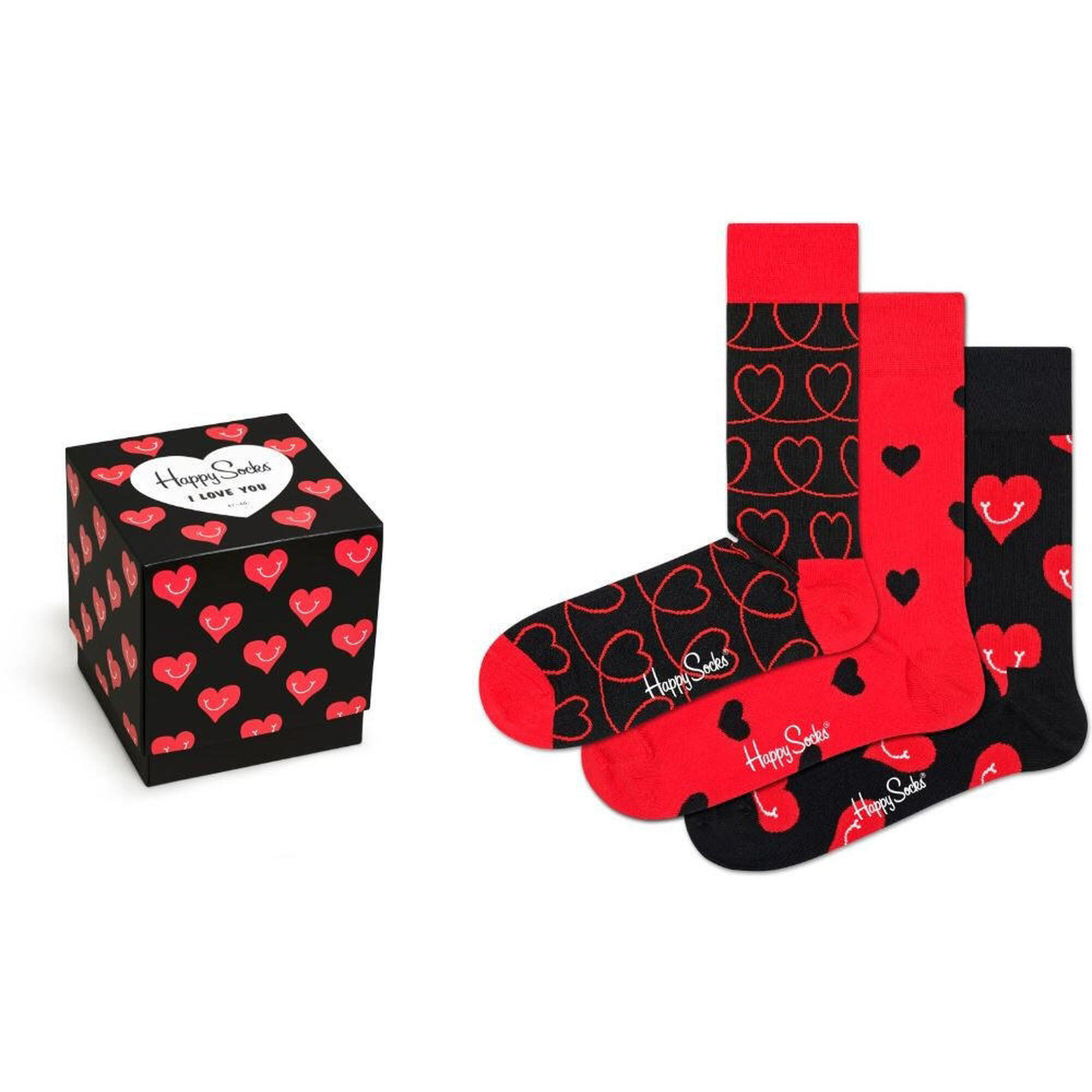 Darmowa paczka Happy Socks 3-pak z motywem serca - 41-46