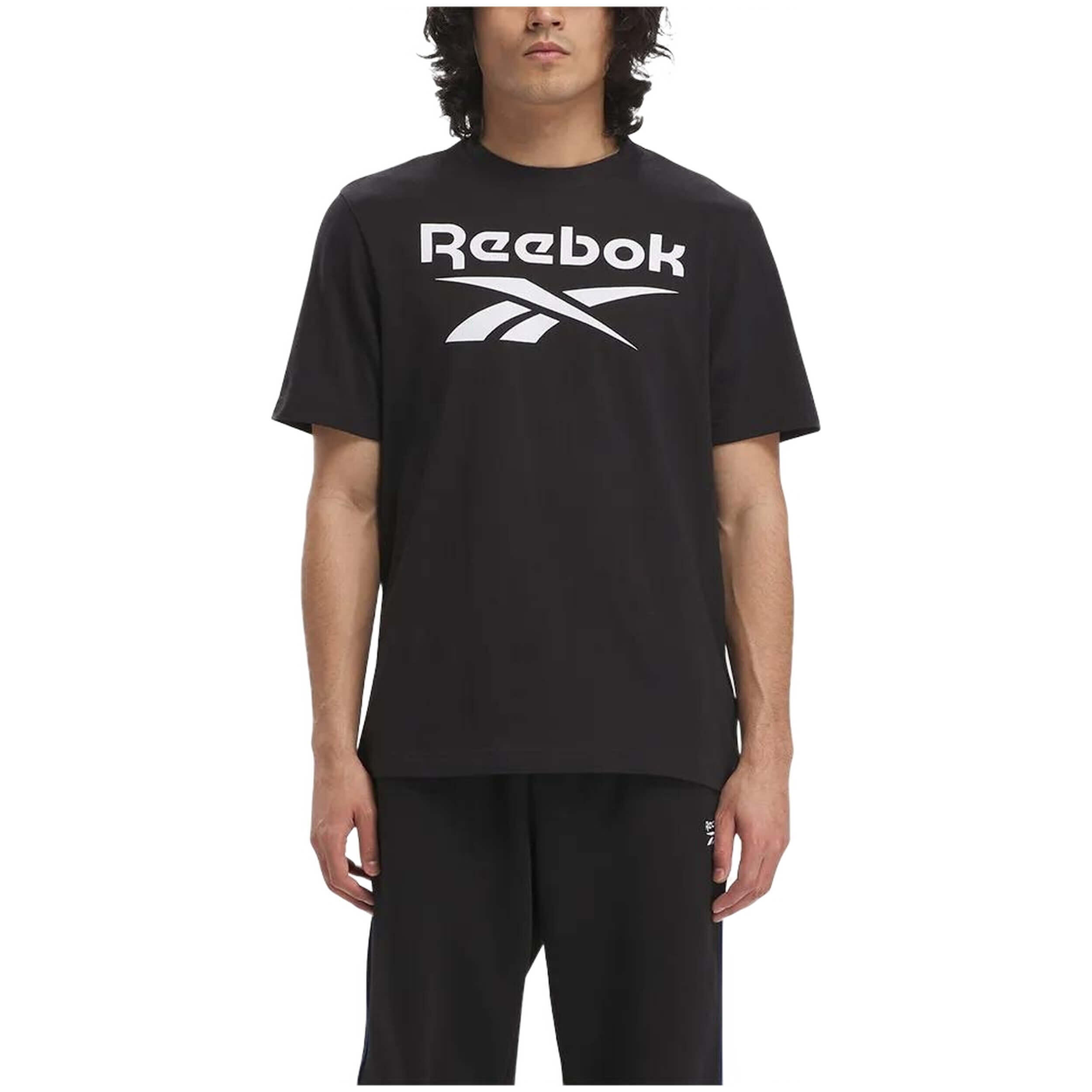 Koszulka z krótkim rękawem Męska Reebok Identity Big Stacked Logo Czarny
