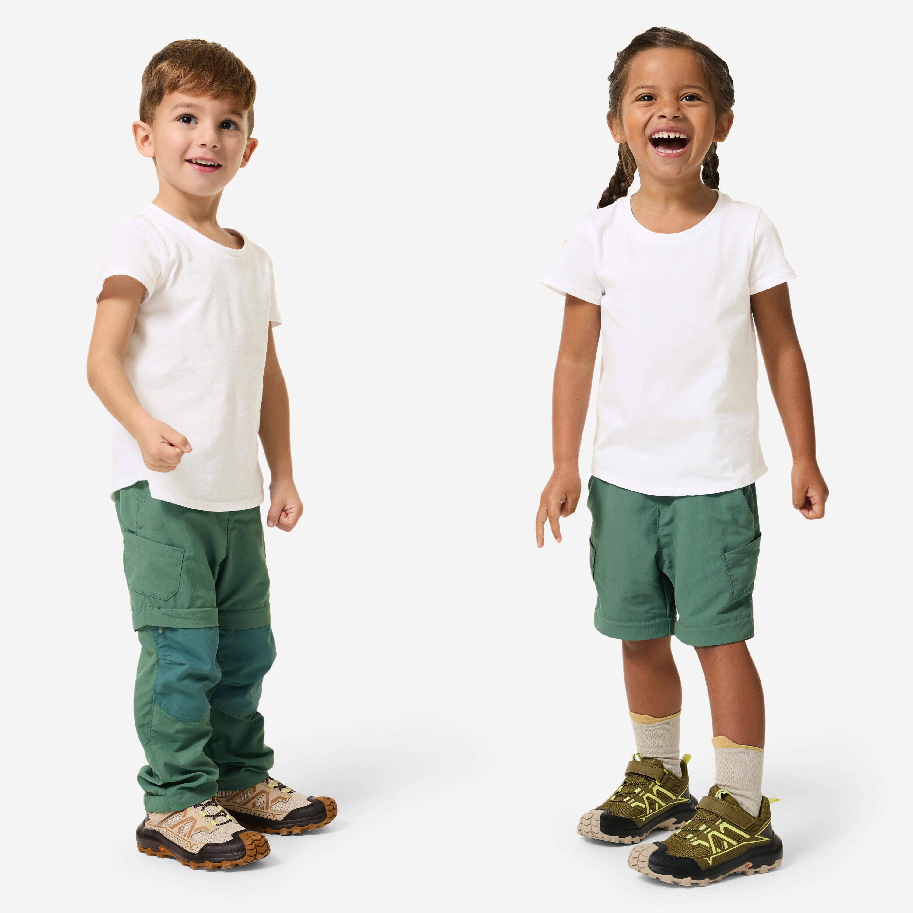 Spodnie turystyczne dla dzieci Quechua MH500 2w1